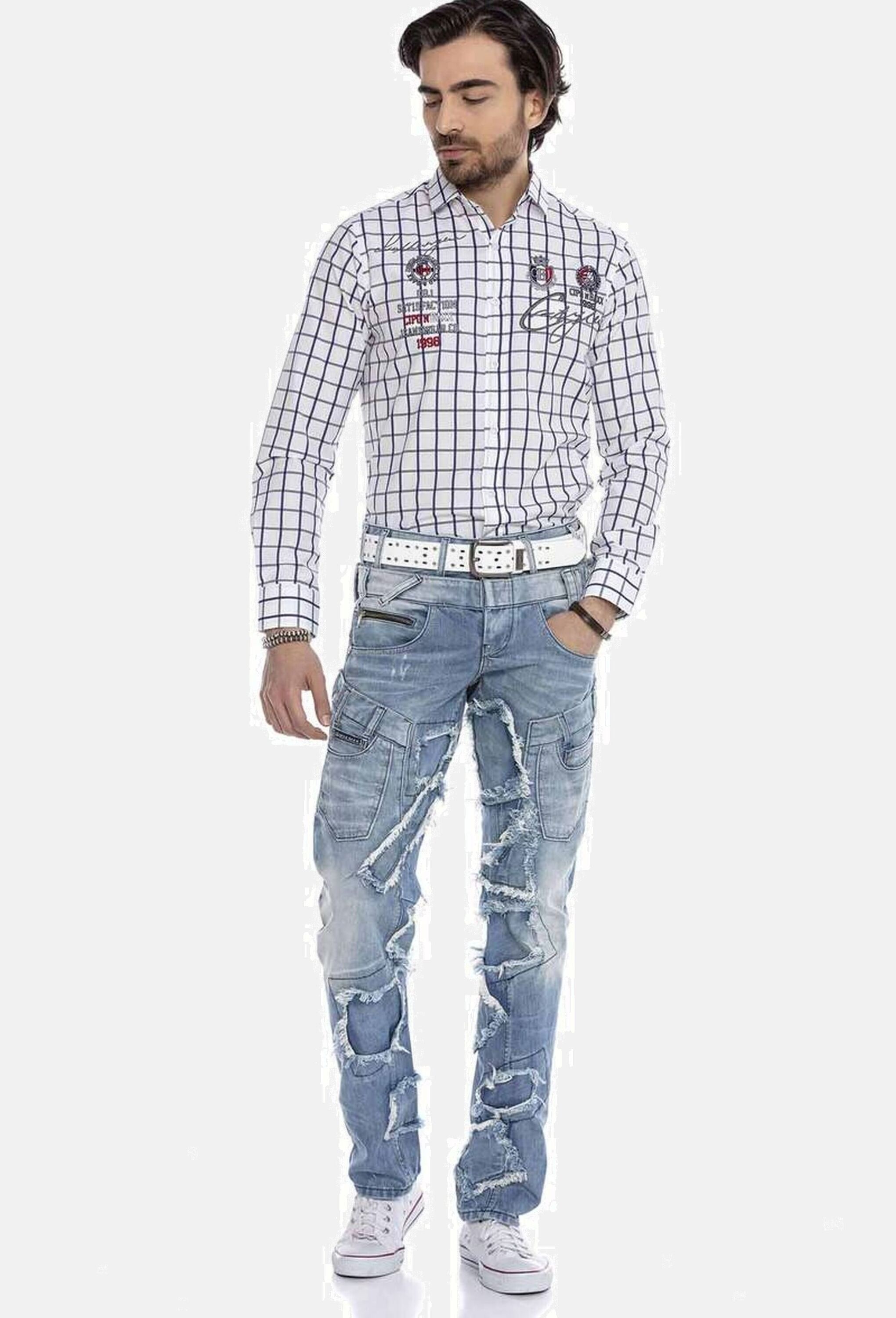 Cipo & Baxx Straight-Jeans »Cipo & Baxx Jeans DENIM« bequeme Jeans im trendigen Patchwork-Design, CD617