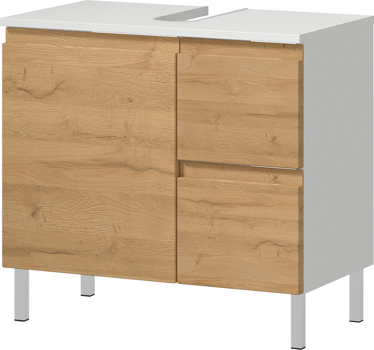 GERMANIA Badmöbel-Set »Torrance«, (5 St.), Unterschrank, Spiegelschrank, Beleuchtung, Kommode, Hochschrank