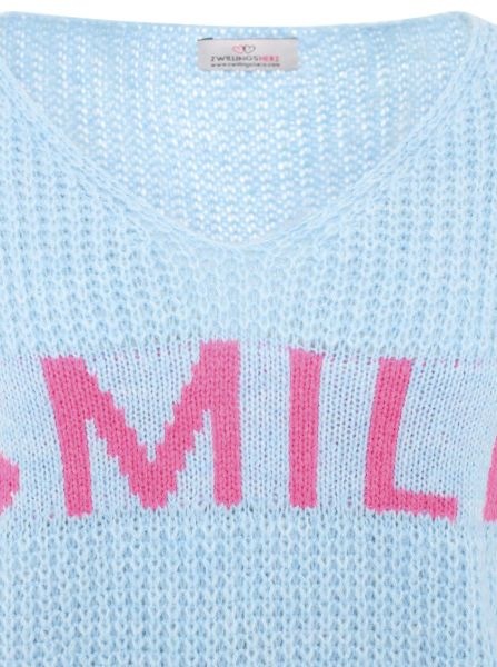 Zwillingsherz Strickpullover »"Smile"«, Langarm, One Size, V-Ausschnitt, Neon-Details, Schriftzug