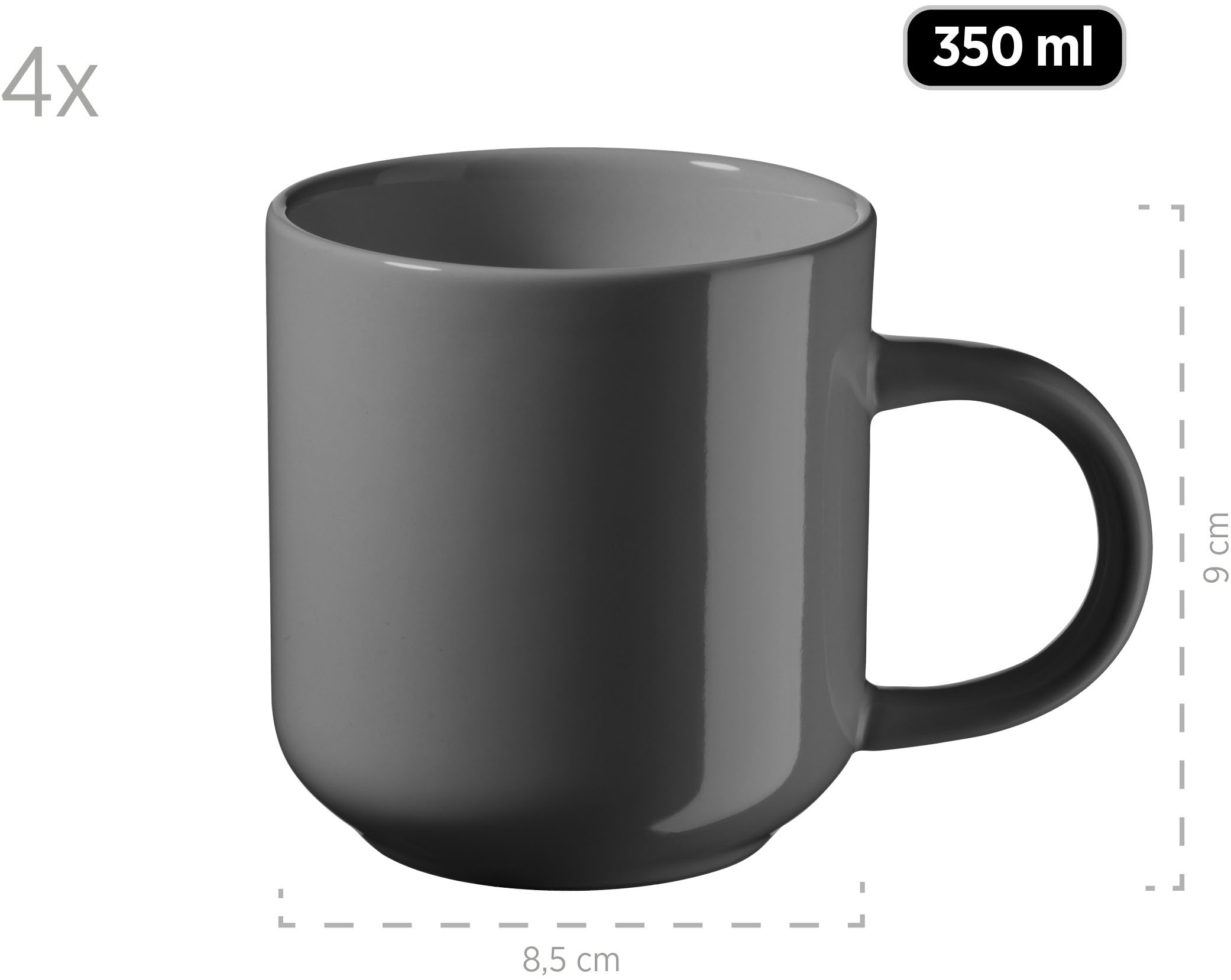 my home Kombiservice »Kosima«, (Set, 16 tlg., je 4 Teller flach, 4 Desserteller, 4 Schüsseln, 4 Kaffeebecher), 16 Teile, Geschirrset für 4 Personen