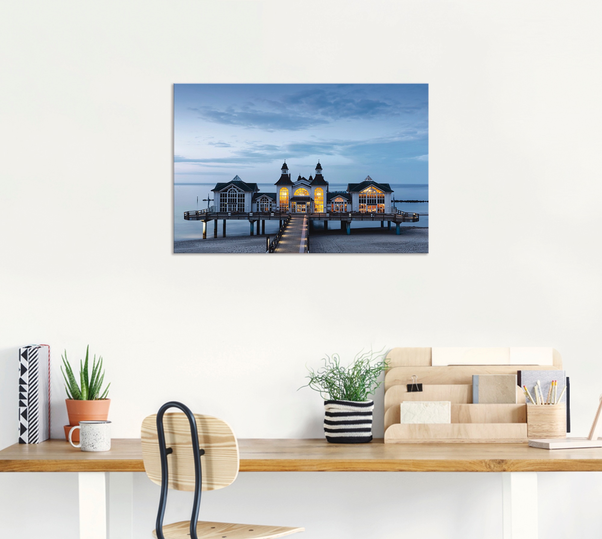 Artland Wandbild »Seebrücke Sellin«, Gebäude, (1 St.), als Alubild, Outdoorbild, Leinwandbild in verschied. Größen