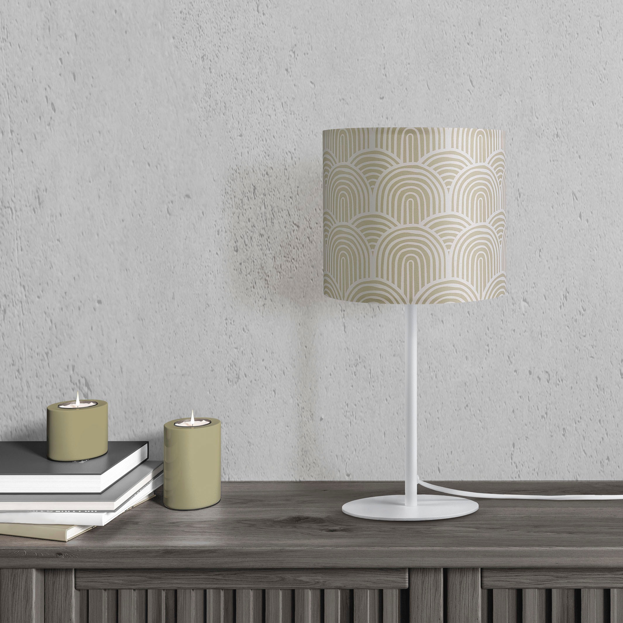 Paco Home Tischleuchte »Luca Pillar«, Leuchtmittel E14 | ohne Leuchtmittel, Mit Schirm Wohnzimmer Nacht Modern Uni E14