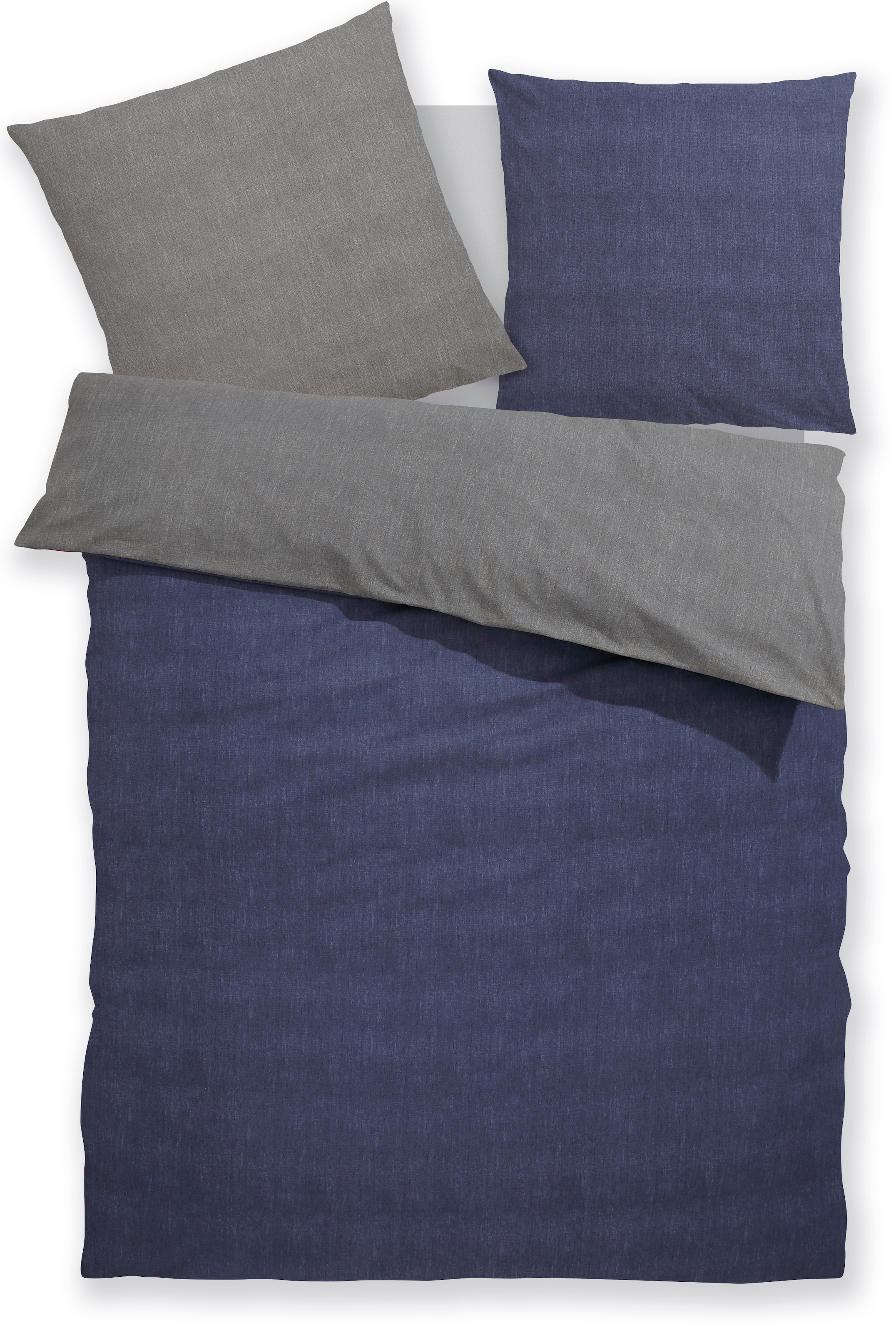 Bruno Banani Wendebettwäsche »Merlin in Gr. 135x200 oder 155x220 cm«, Baumwollbettwäsche, Leinen-Look in Melange-Optik