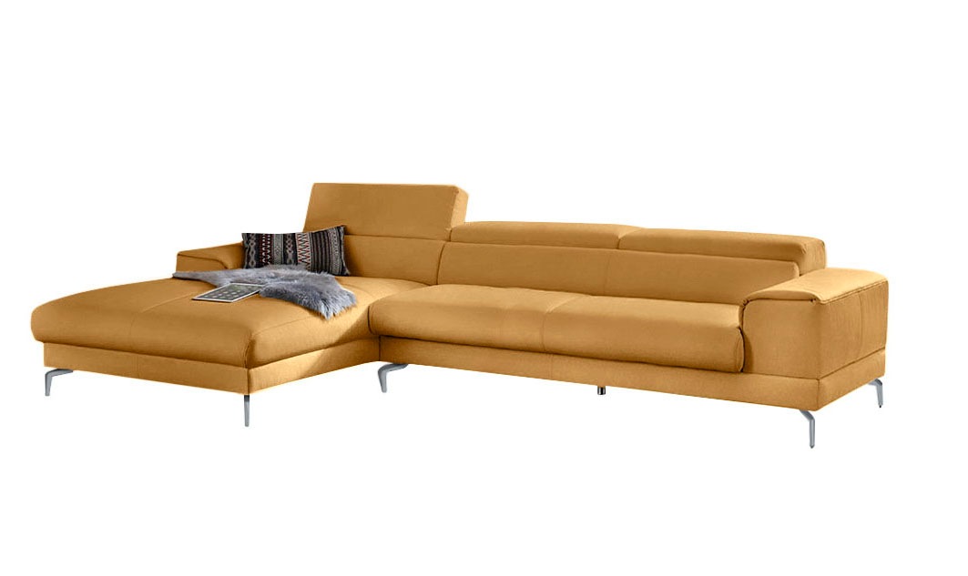 W.SCHILLIG Ecksofa »piedroo, Designsofa mit tollem Sitzkomfort, bequem und elegant, L-Form«, Kopfteilverstellung, wahlweise mit Sitztiefenverstellung, Breite 343cm