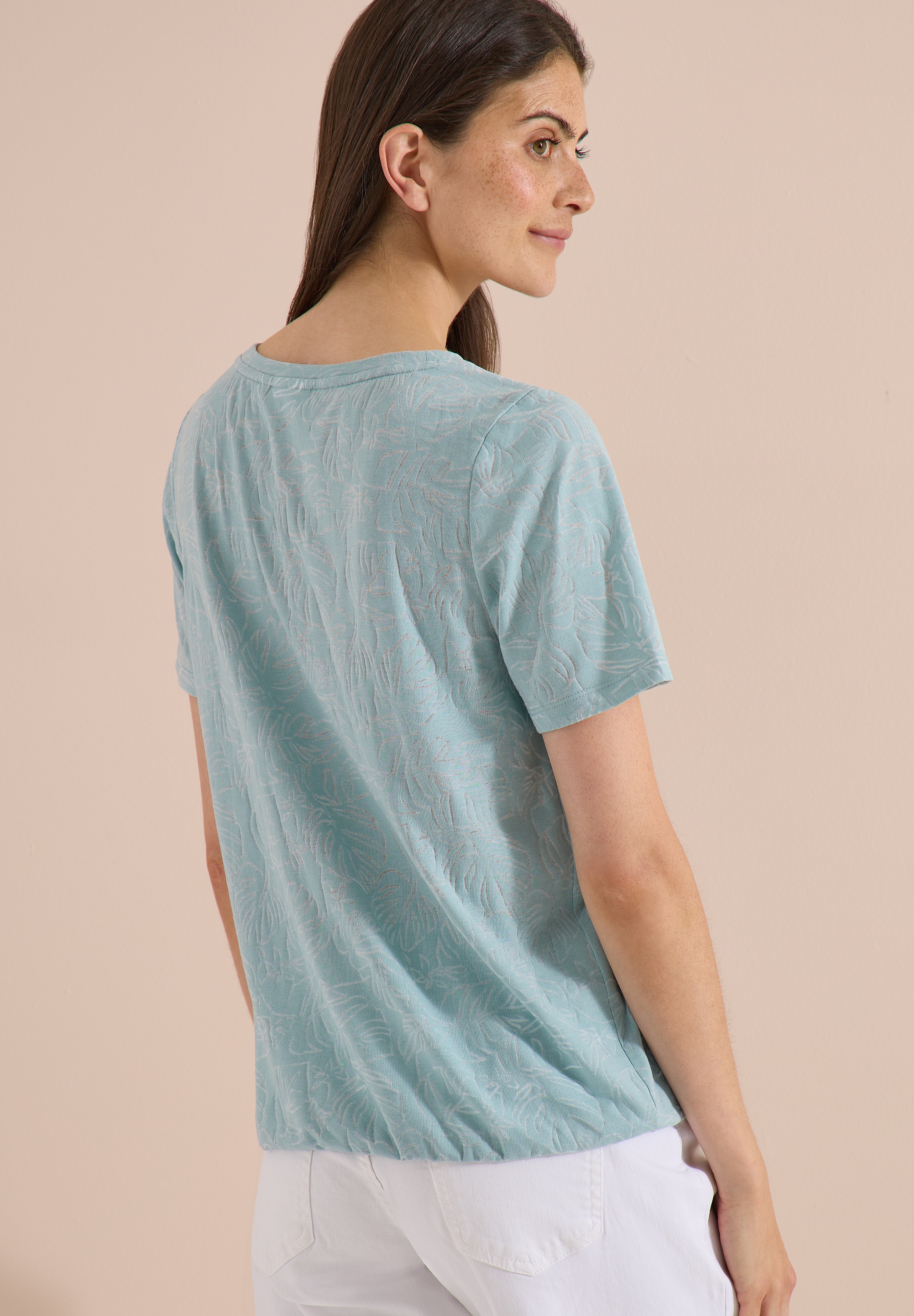 Cecil Print-Shirt Sommershirt, Elastikbund, Ausbrenner-Optik