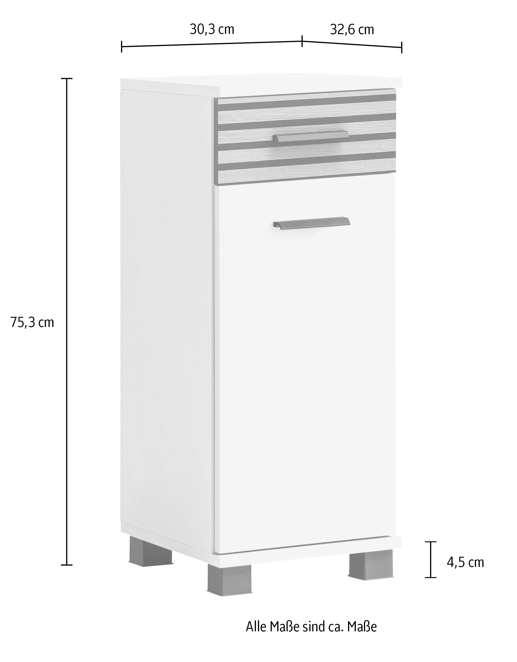 welltime Unterschrank »Katta, Breite 30 cm« Wechselbarer Türanschlag, Schublade mit Akustikprint