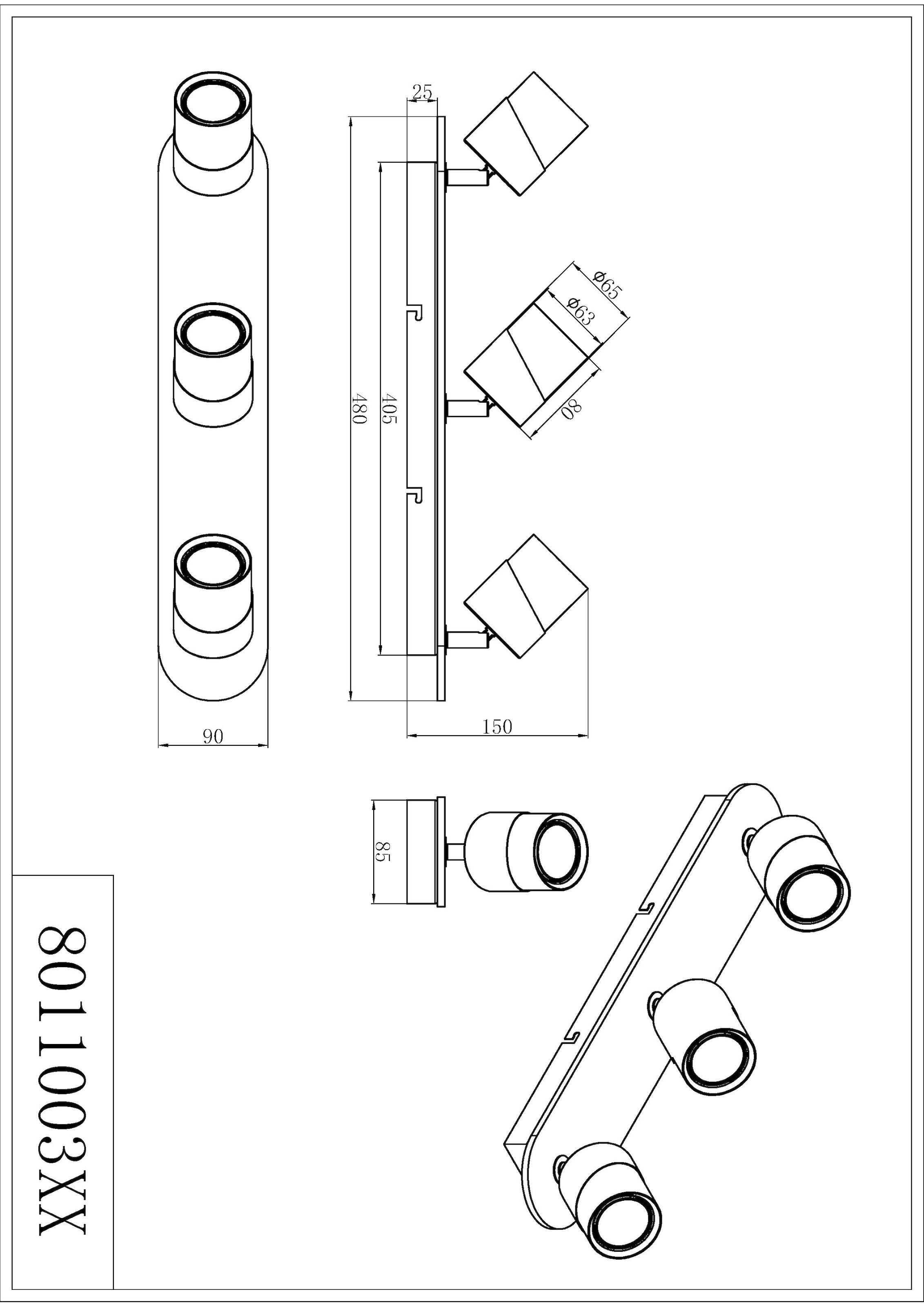 TRIO Leuchten Deckenstrahler »ARUNI, Spot 3-flammig Wandspot Deckenspot exkl 3x GU10 max 10W«, 3 flammig, Leuchtmittel GU10 | Leuchtmittel wechselbar, Deckenstrahler mit Materialmix Holz / Metall für Küche Flur Wohnzimmer