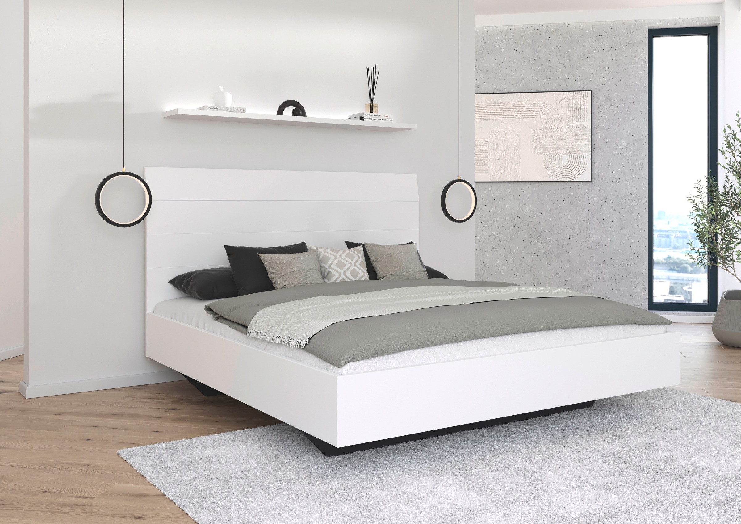 rauch Futonbett »Bett Doppelbett Holzbett AGORDO«, mit hohem Kopfteil und schwebender Optik MADE IN GERMANY