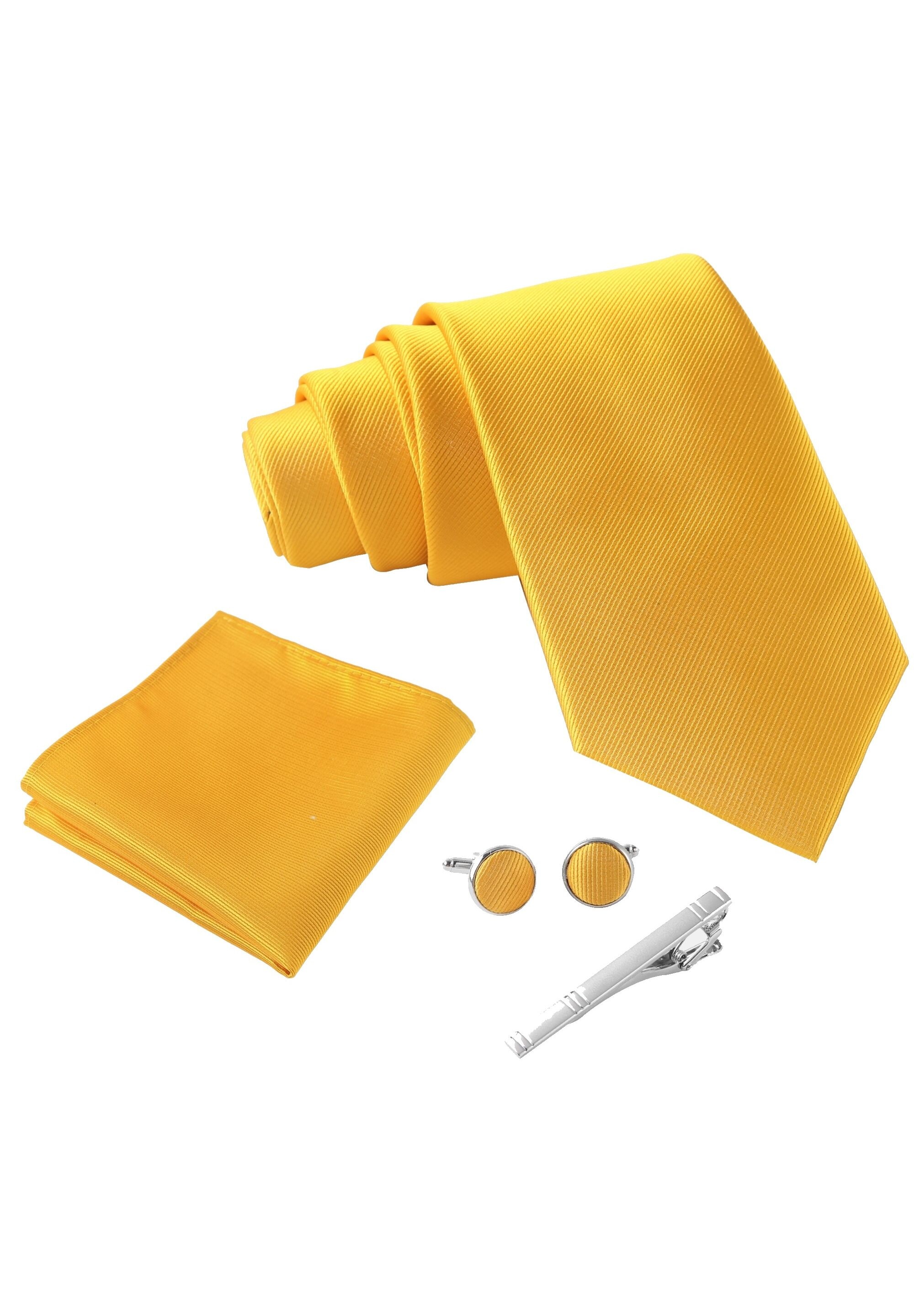 Massi Morino Krawatte »Massi Morino Krawatten-Set« mit Einstecktuch, Manschettenknöpfen und Krawattenklammer