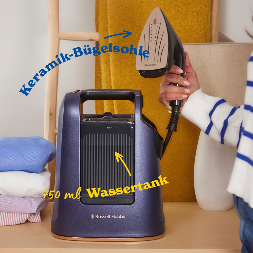 RUSSELL HOBBS Dampfbügeleisen »28550-56, VacuSteam Dampfbürste,« 1400 W 1.400 Watt, 30 g Dampfausstoß, mit Keramik-Bügelsohle, 3 Einstellungen