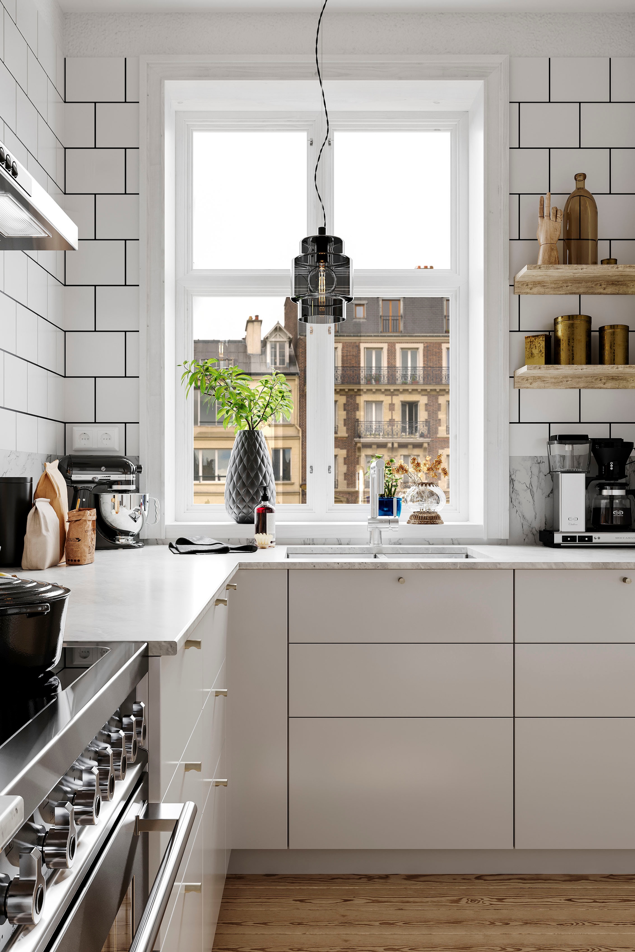 By Rydens Pendelleuchte »Ebbot« E27 1 Stk. Hängeleuchte mit Glasschirm, Ø 27 cm