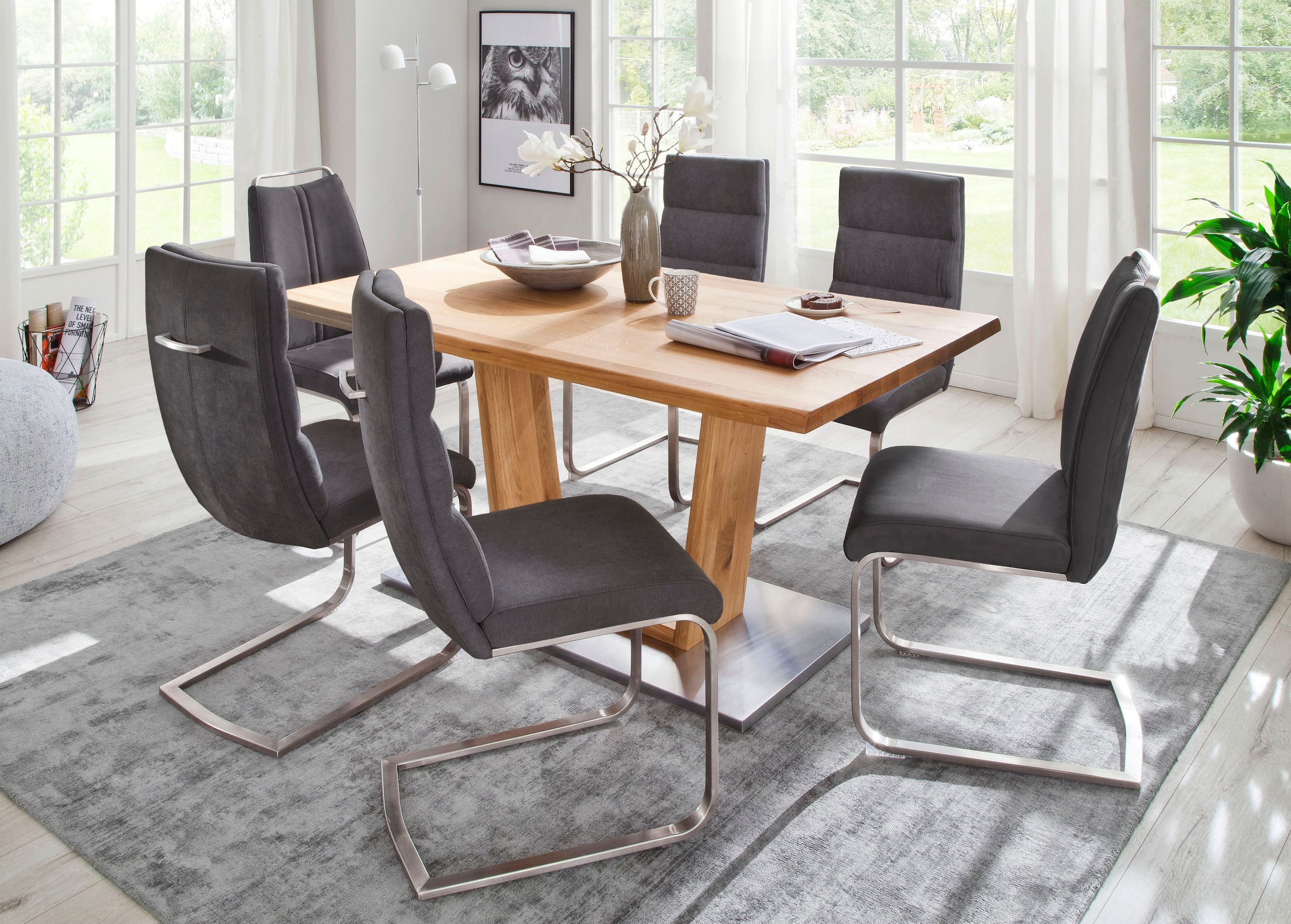 Esstisch bestellen oder MCA auf furniture »Greta«, geteilter Esstisch Kante Massivholz Tischplatte gerader mit Baumkante, Rechnung