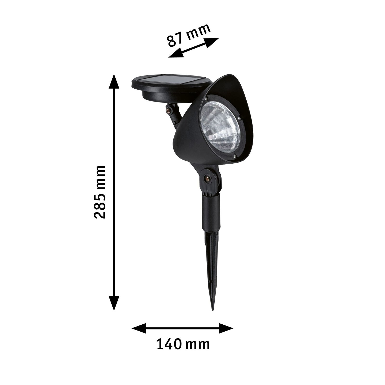 Paulmann LED Gartenstrahler »Solar Spot Solena IP44 3000K 2lm Schwarz«, 1 flammig