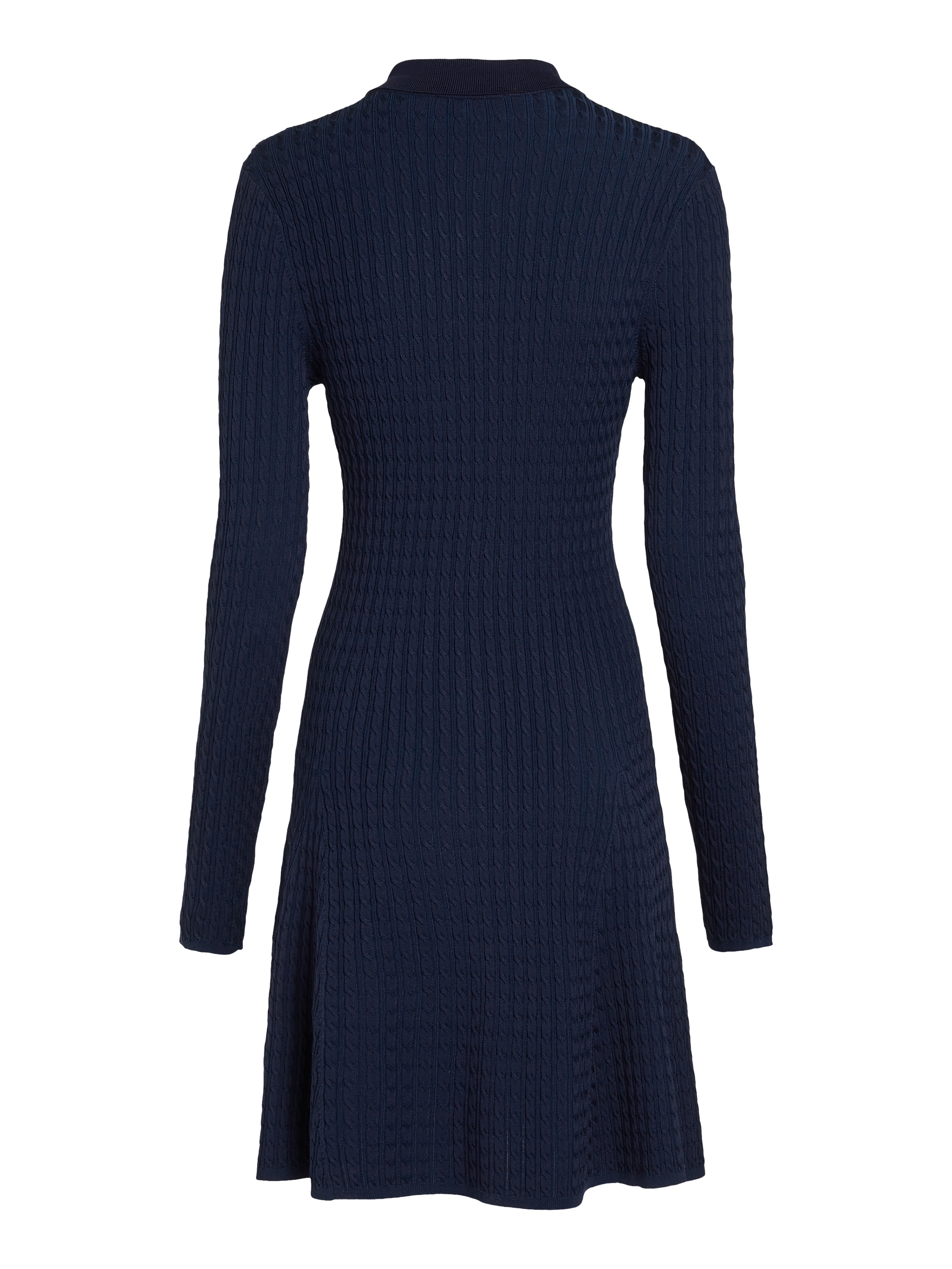 Tommy Hilfiger Strickkleid »RAYON CABLE F&F LS MIDI DRESS«, mit Zopfmuster, Metalllabel
