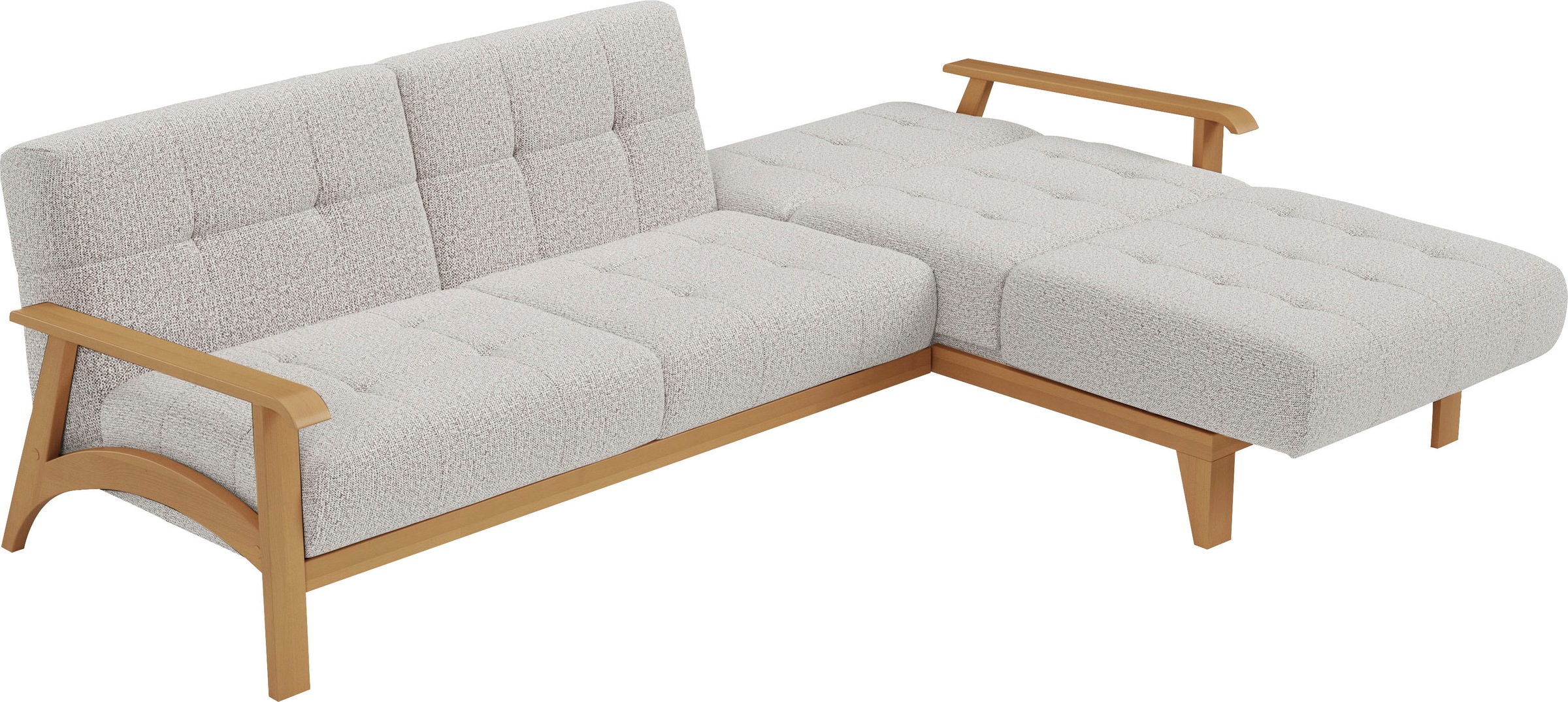sit&more Ecksofa »Billund L-Form«, Armlehnen aus eichefarbigem Buchenholz, verschiedene Bezüge und Farben
