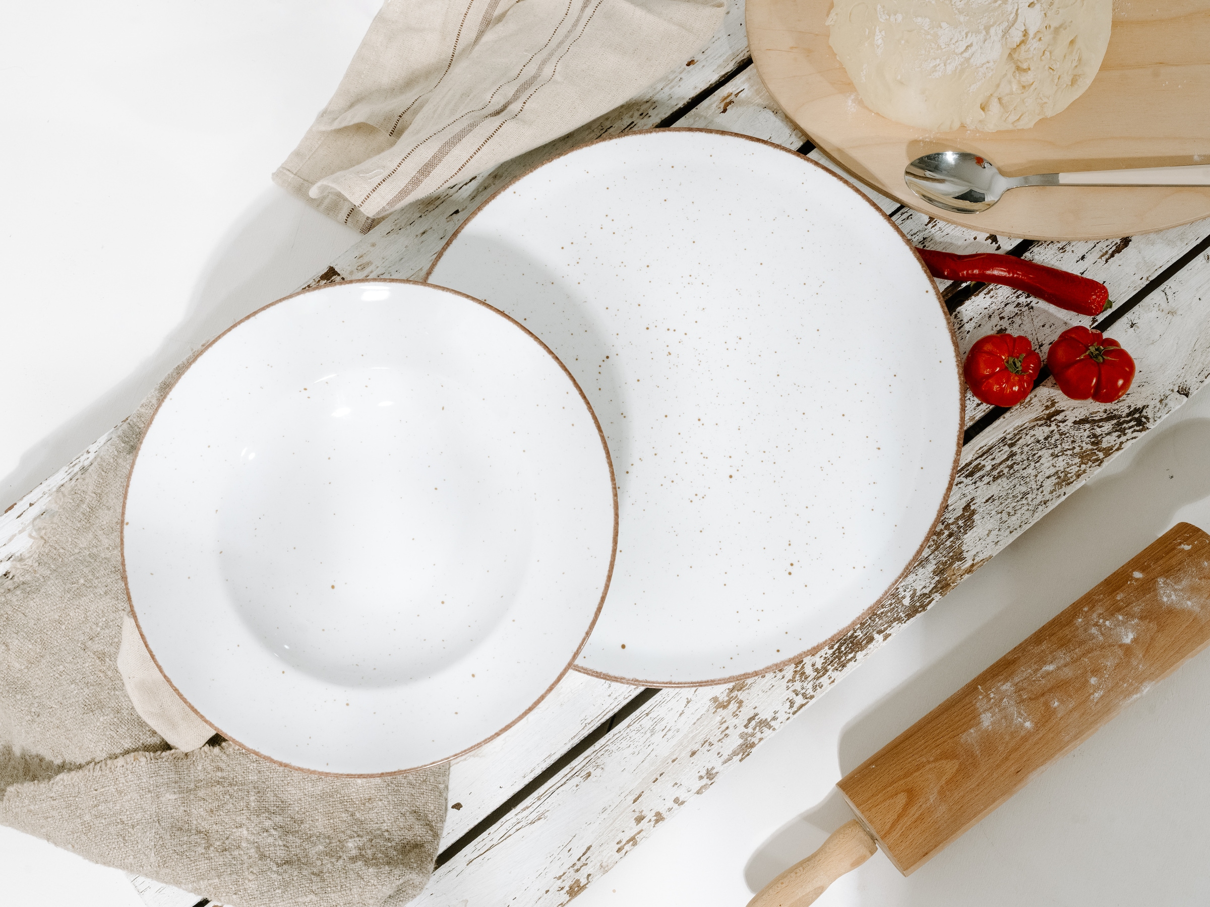 CreaTable Pizzateller »Vintage Nature, Teller Set, 4-tlg.« Naturverbundenes Design, Vielseitig einsetzbar