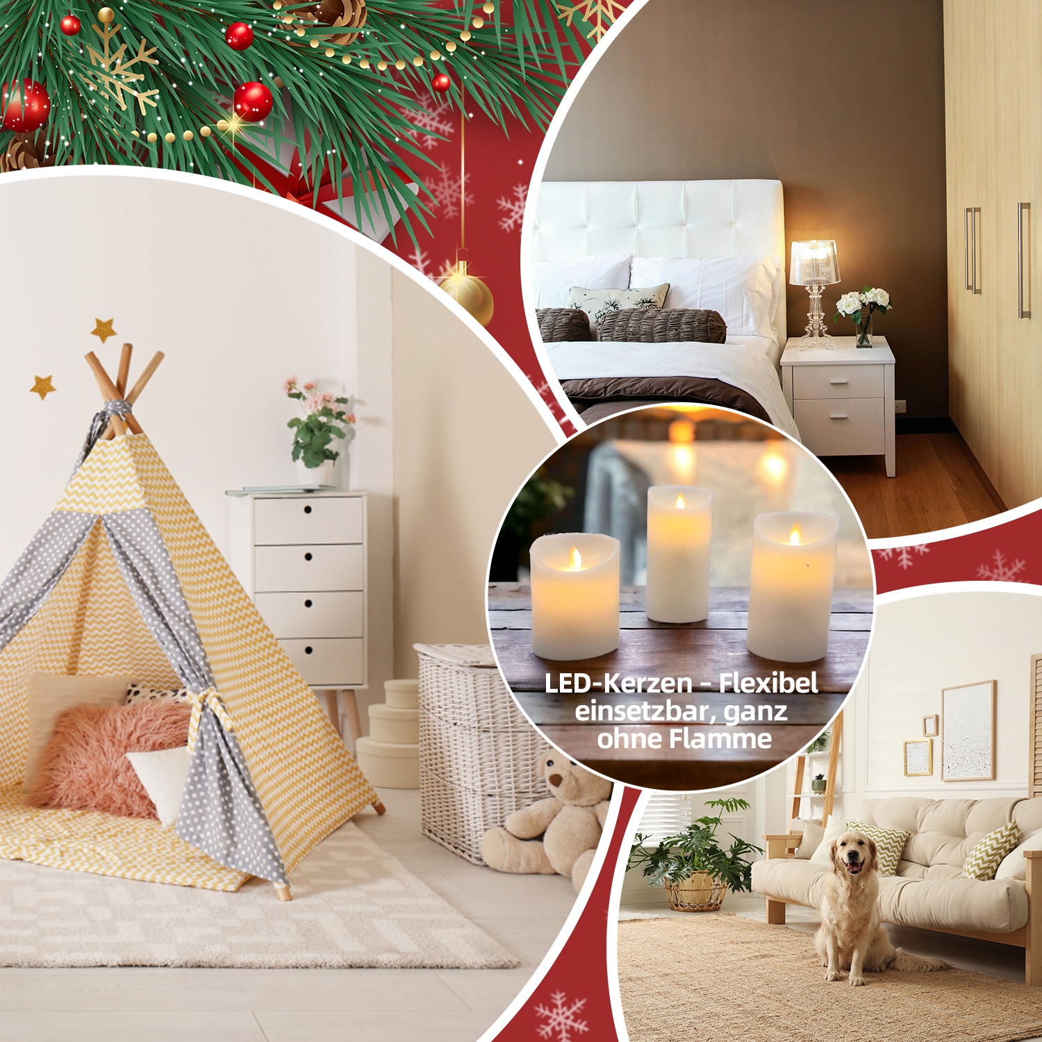 SHX LED-Kerze »LED-Kerzen mit Fernbedienung/Timer 3er Set«