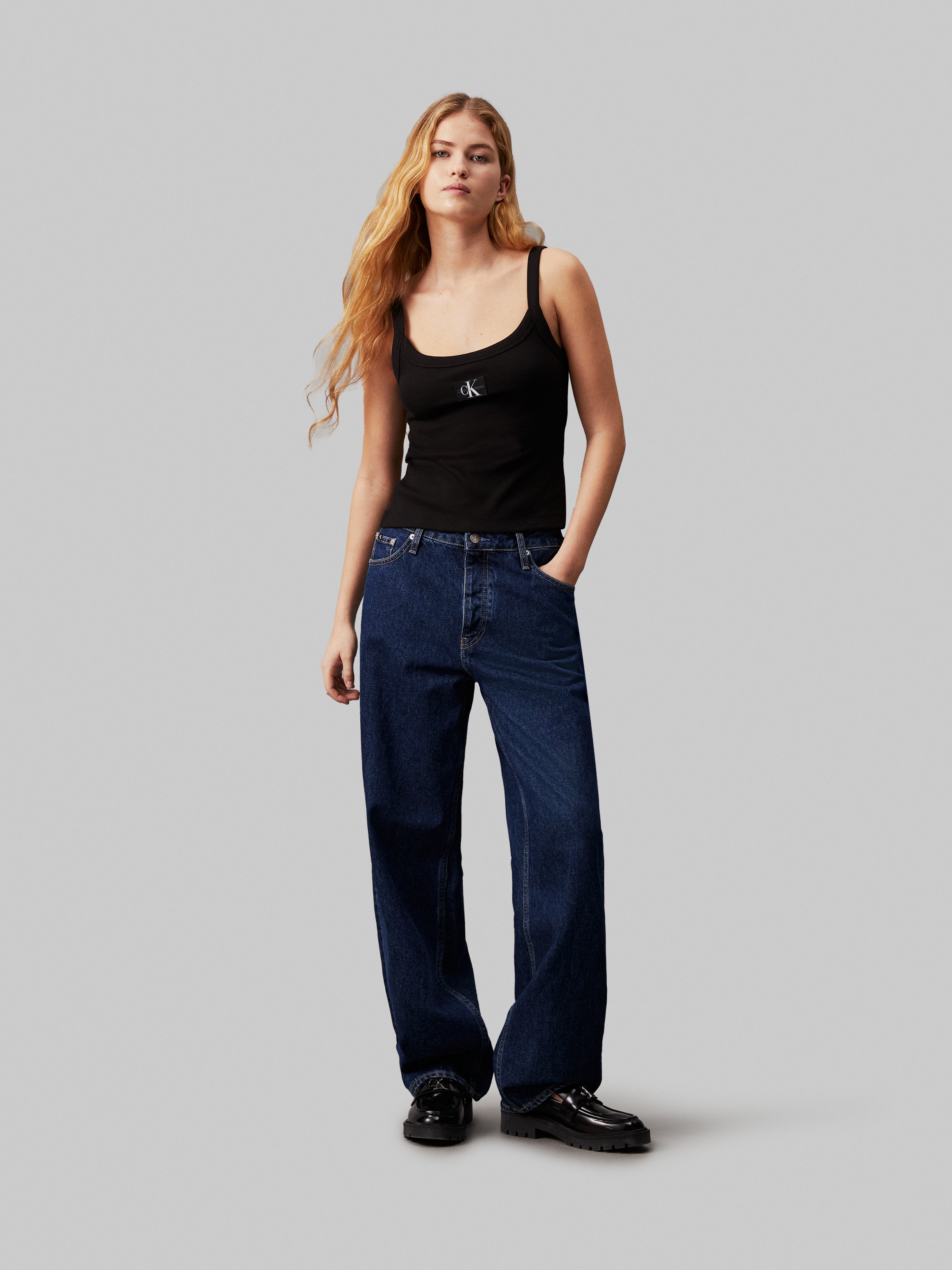 Calvin Klein Jeans Spaghettitop »WOVEN LABEL RIB TANK« mit Logopatch