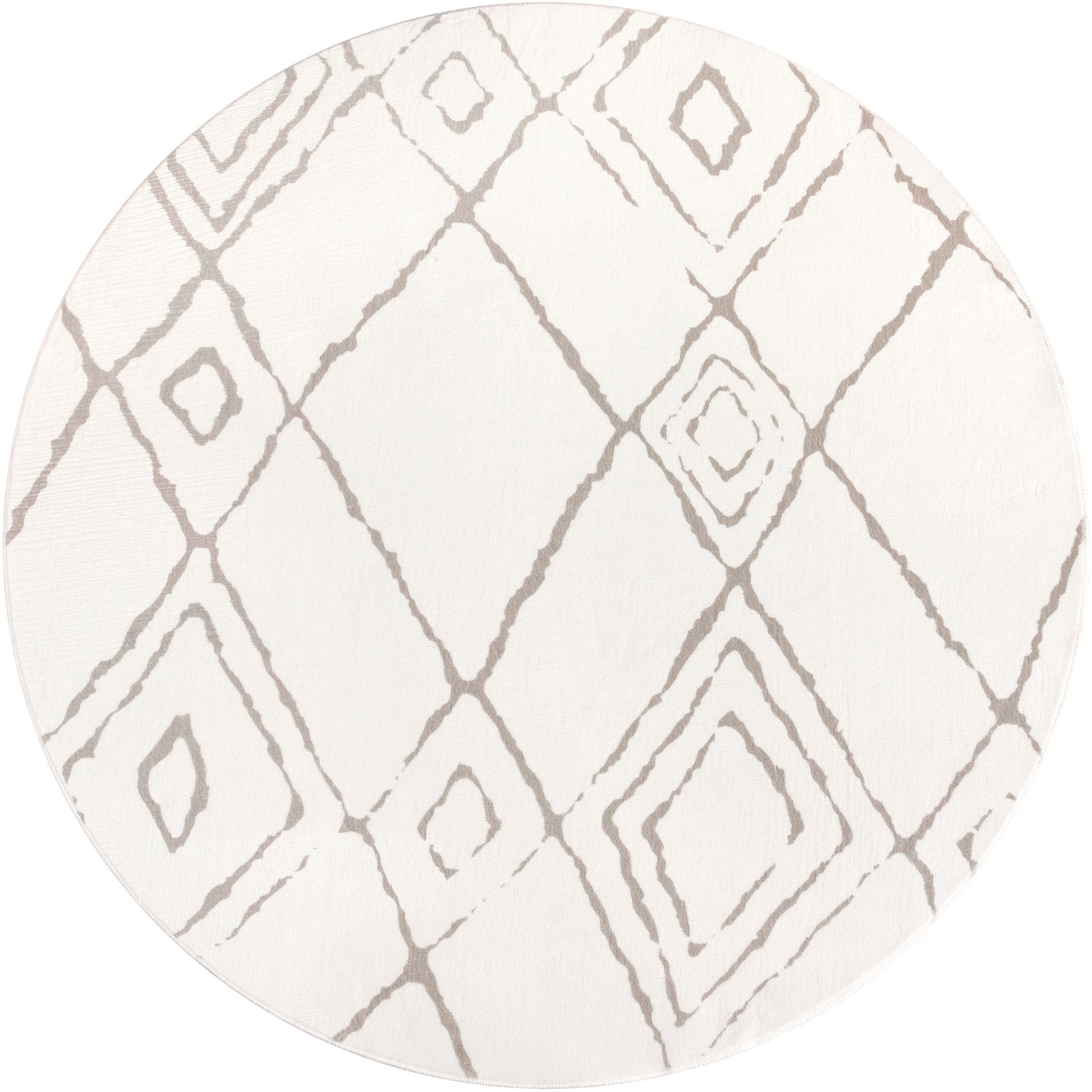 Paco Home Teppich »Luton 661«, rund, 12 mm Höhe, Kurzflor, modernes Rauten Muster, Scandi Design, Wohnzimmer, Esszimmer
