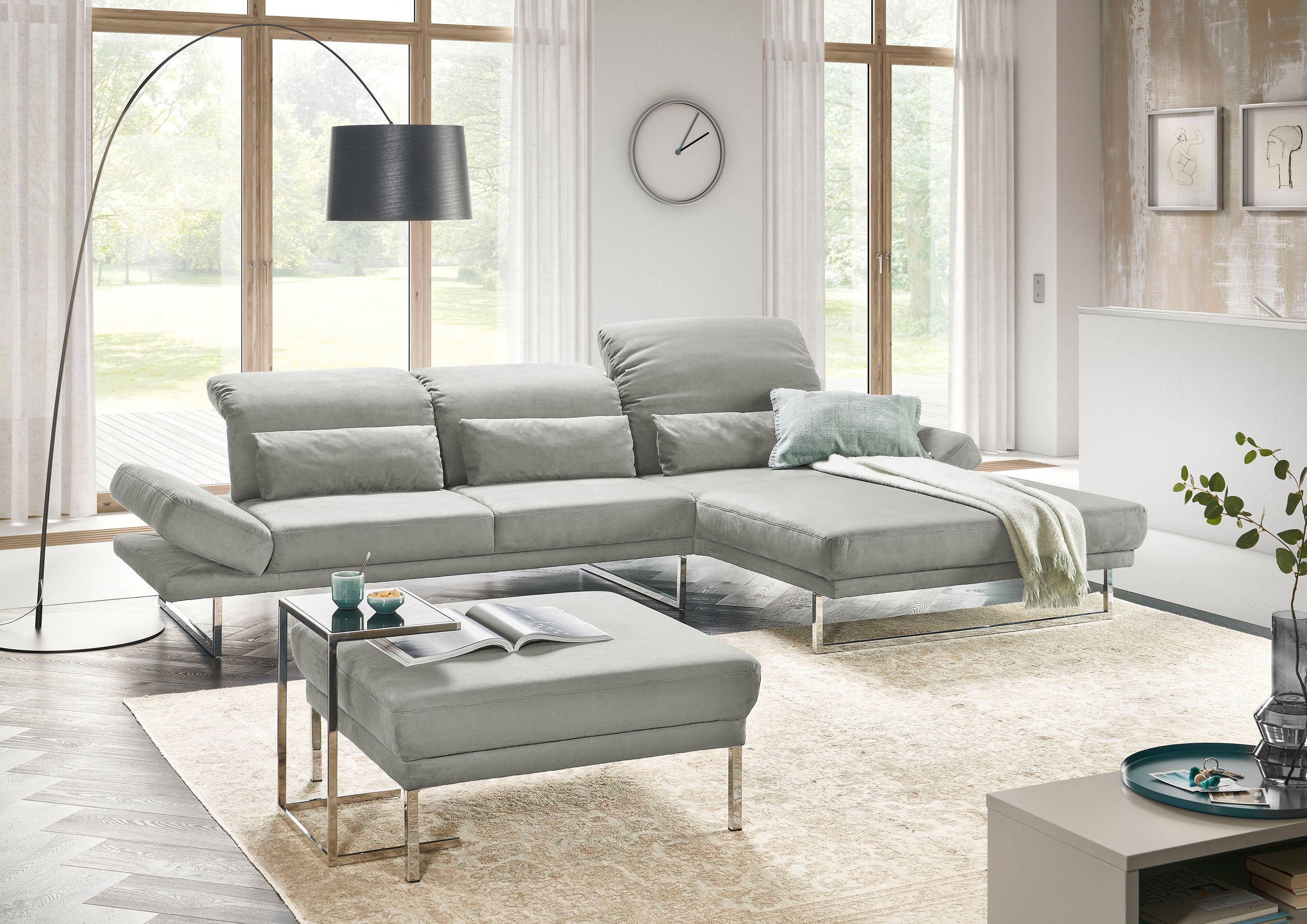 3C Candy Ecksofa »Mallow Designsofa mit Komfortfunktionen, modern und bequem, L-Form«, Verstellbare Armlehne und Kopfteil, manuelle Sitztiefenverstellung