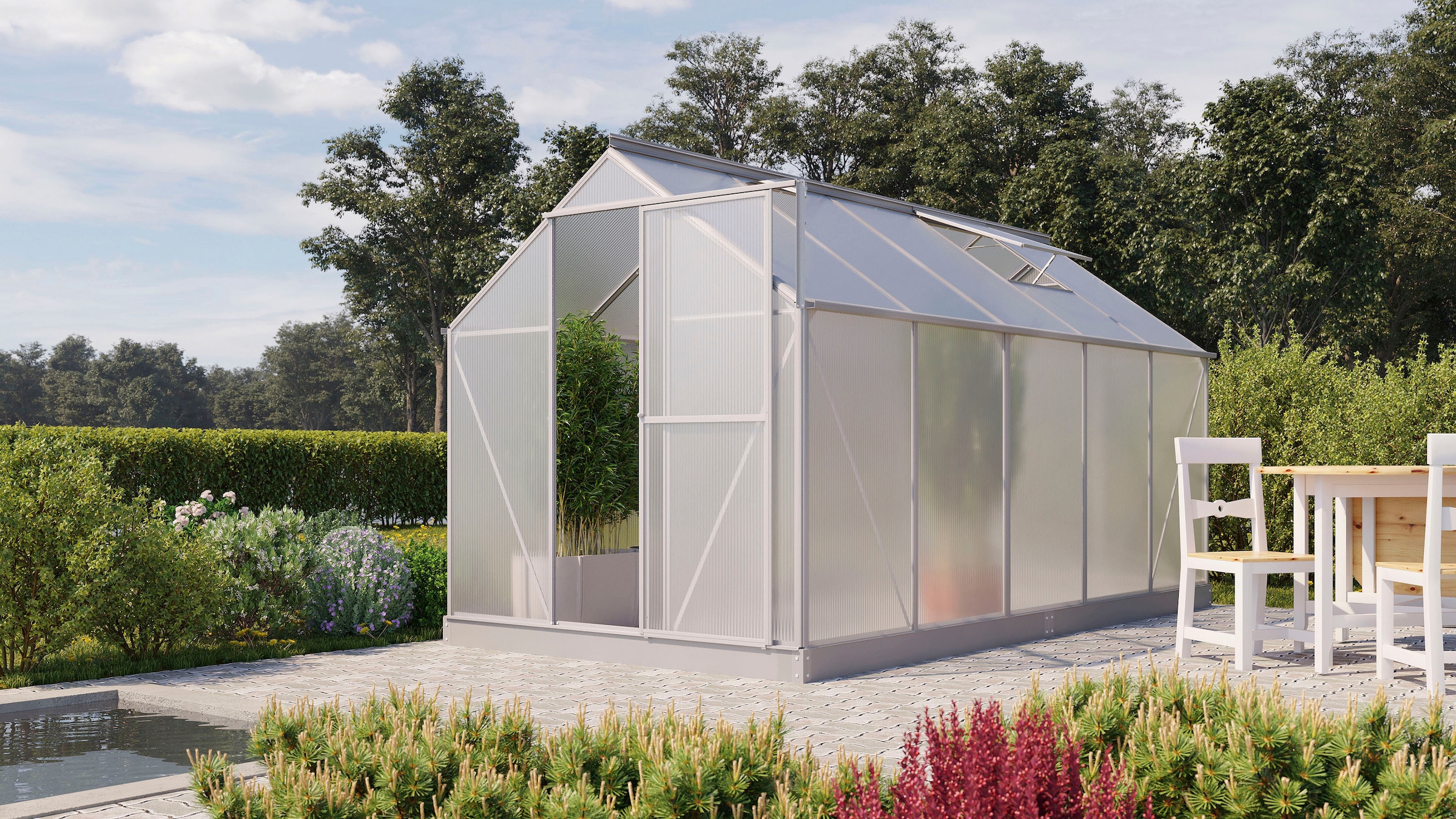 Vitavia Gewächshaus »Eos 7500« Alu-Profile, Stahlfundamentrahmen, 6 mm Hohlkammerplatten