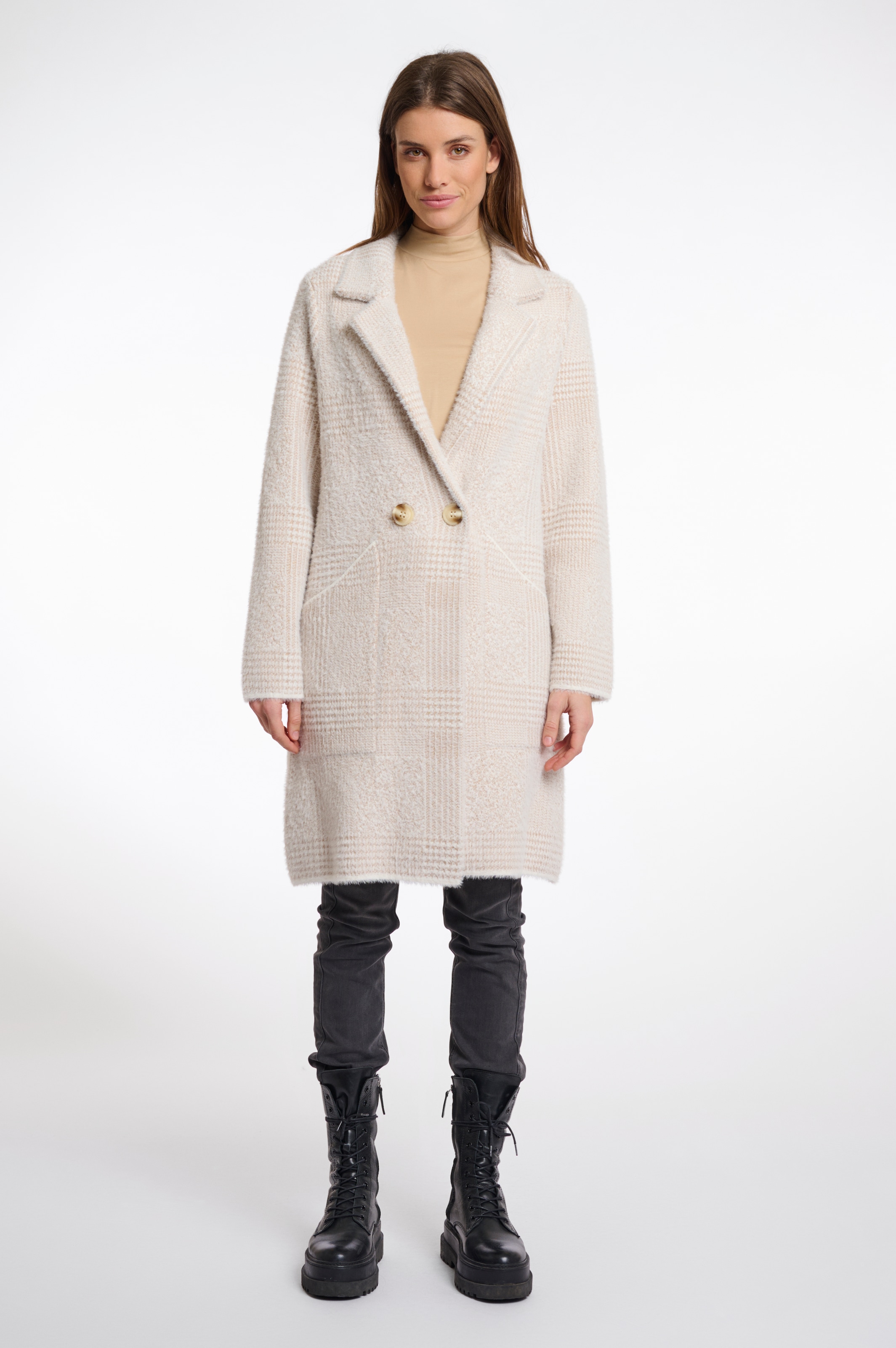 Rino & Pelle Longstrickjacke mit Reverskragen und feinem Muster