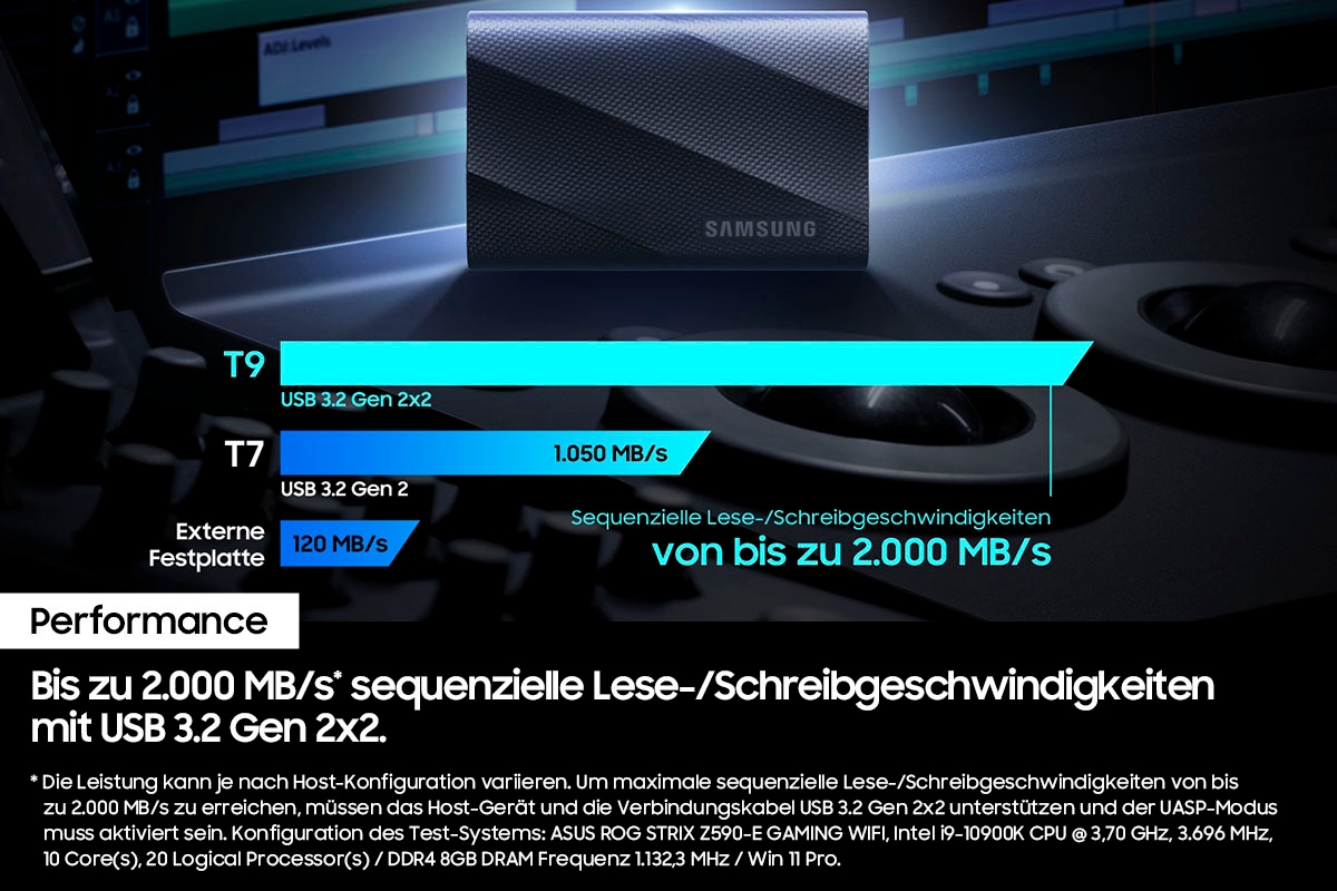 Samsung externe SSD »T9« 1 TB Anschluss USB Typ-C,3.2 Gen 2 (3.1 Gen 2)