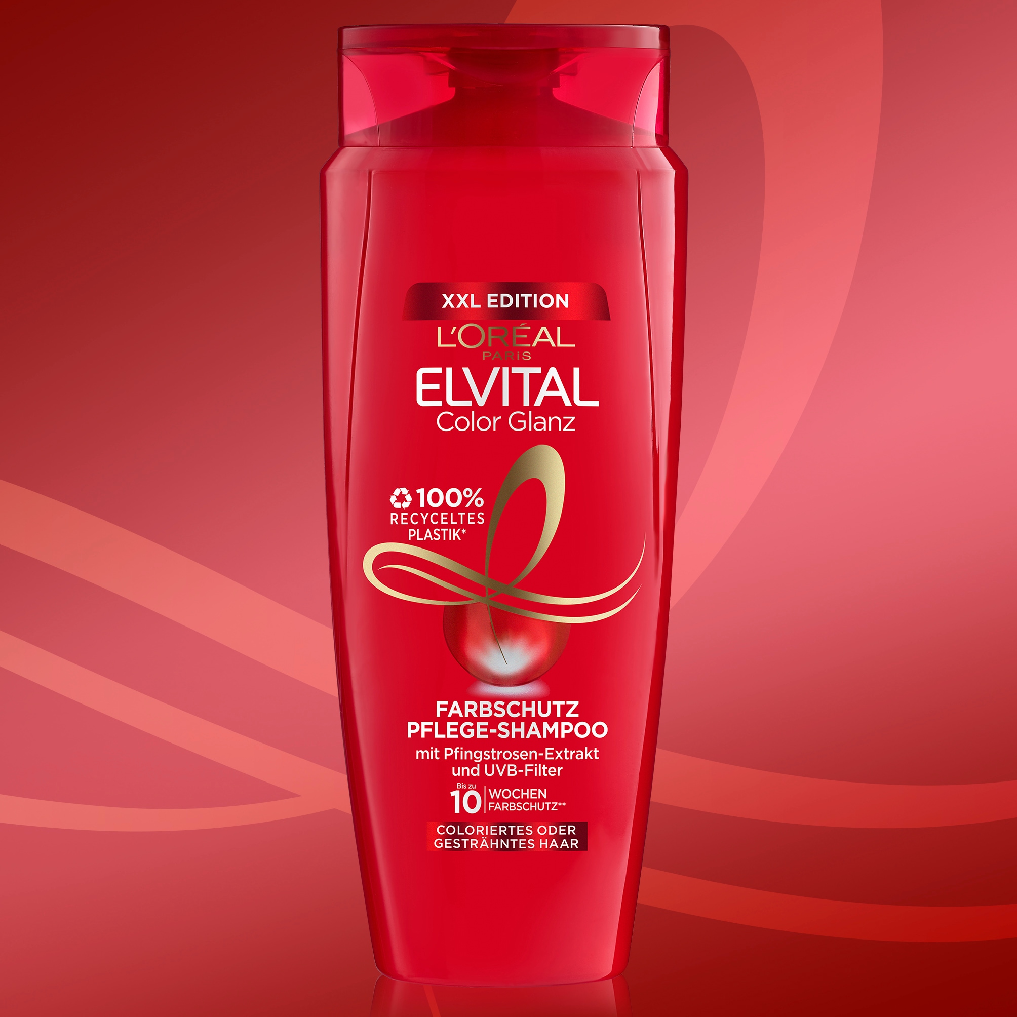 L'ORÉAL PARIS Haarshampoo »Elvital Color Glanz Shampoo«, (Packung, 6 tlg.), Mit Farbschutz für längere Leuchtkraft, mit UVA-/UVB-Filter.