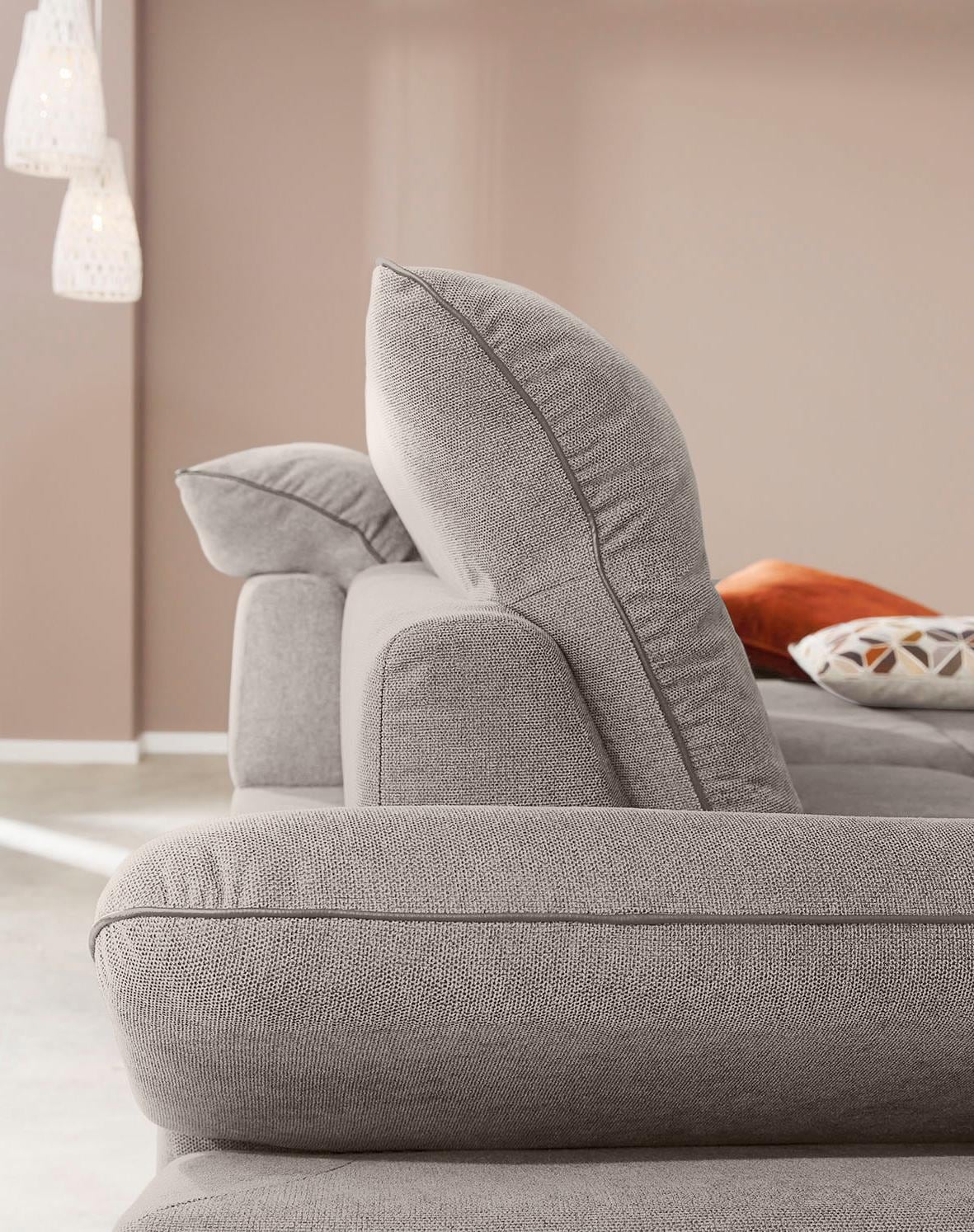 W.SCHILLIG Ecksofa »enjoy&MORE, Designsofa, elegant und bequem, L-Form« Sitztiefenverstellung, Füße bronze pulverbeschichtet, Breite 294 cm