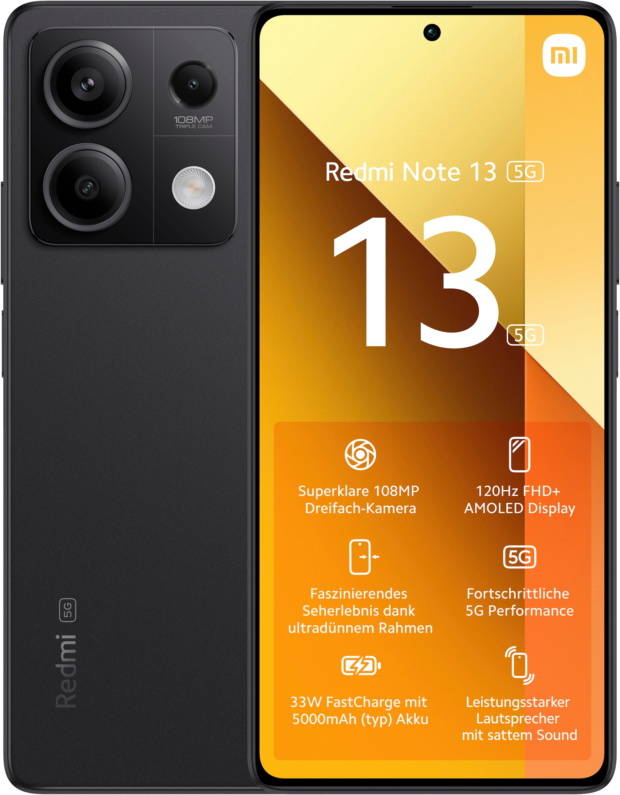 Smartphone »Redmi Note 13 5G 8+256GB«, Graphite Black, 16,94 cm/6,67 Zoll, 256 GB...