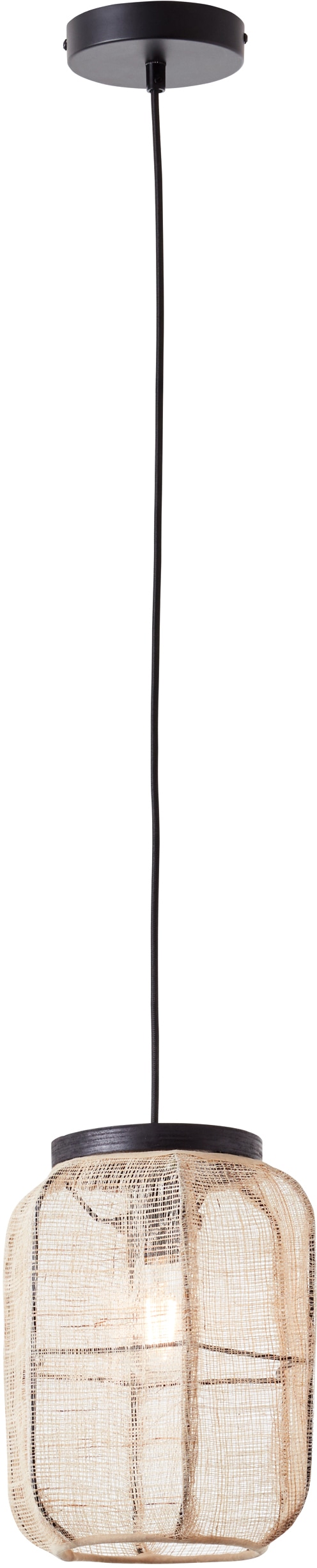 Home affaire Pendelleuchte »Rouez«, 1 flammig-flammig, Hängelampe mit 22cm Durchmesser, Schirm aus Textil und Holz