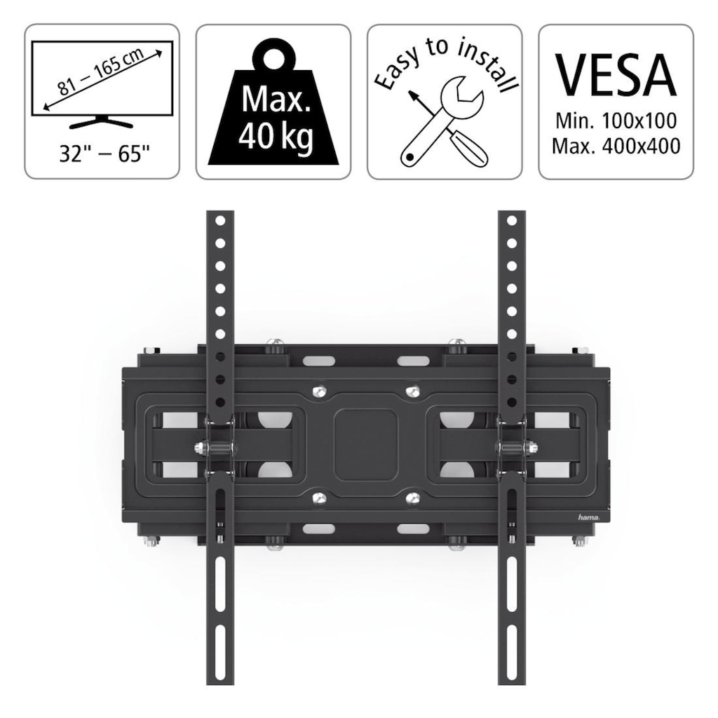 Hama TV-Wandhalterung »TV Wandhalter 81 - 165 cm (32" - 65"), 40",43",50",55", vollbeweglich«, bis 165 cm Zoll