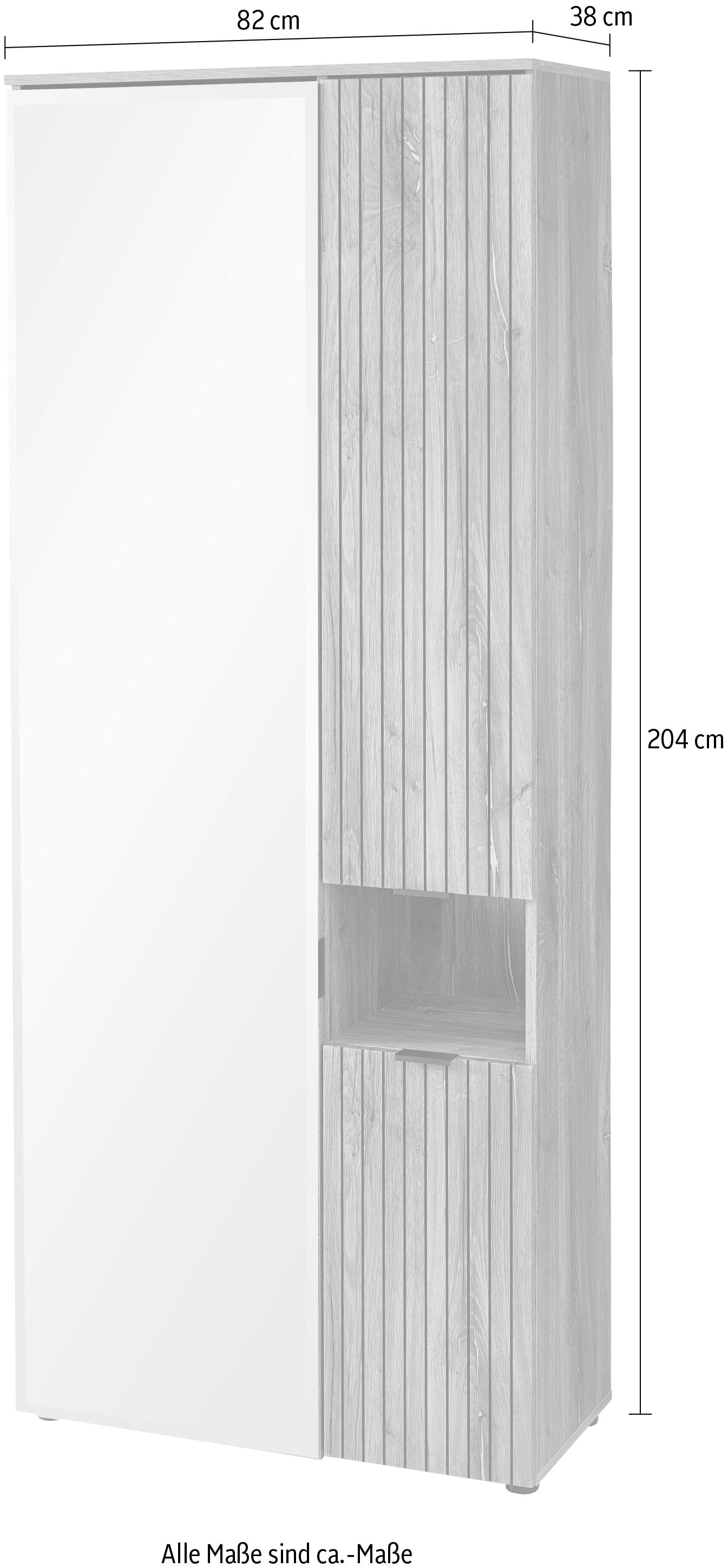 Innostyle Garderobenschrank »LINEA Garderoben Set,besteht aus 5 Typen, 266x204x38cm (B/H/T)«, (5 St.), Spiegeltür, 2 Holztüren,Led-Beleuchtung, Soft-Close,ABS-Schutzkanten
