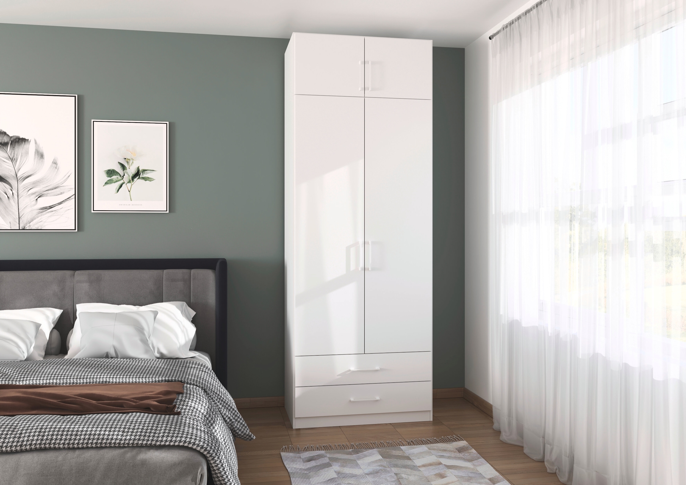 rauch Kleiderschrank »Schrank Garderobe Wäscheschrank GAMMA in 4 Breiten 91-226 cm« 3 verschiedene Ausstattungen BASIC/CLASSIC/PREMIUM (inkl. SOFT-CLOSE),  mit Schubladen und Schrankaufsatz, schlichtes Design MADE IN GERMANY