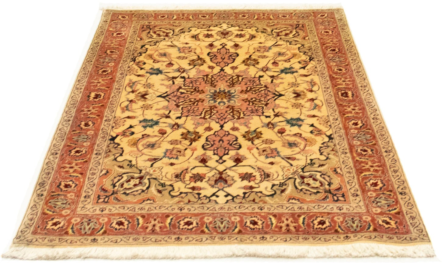 morgenland Teppich »Täbriz handgeknüpft Raj Teppich handgeknüpft rechteckig, 50 beige«, online kaufen