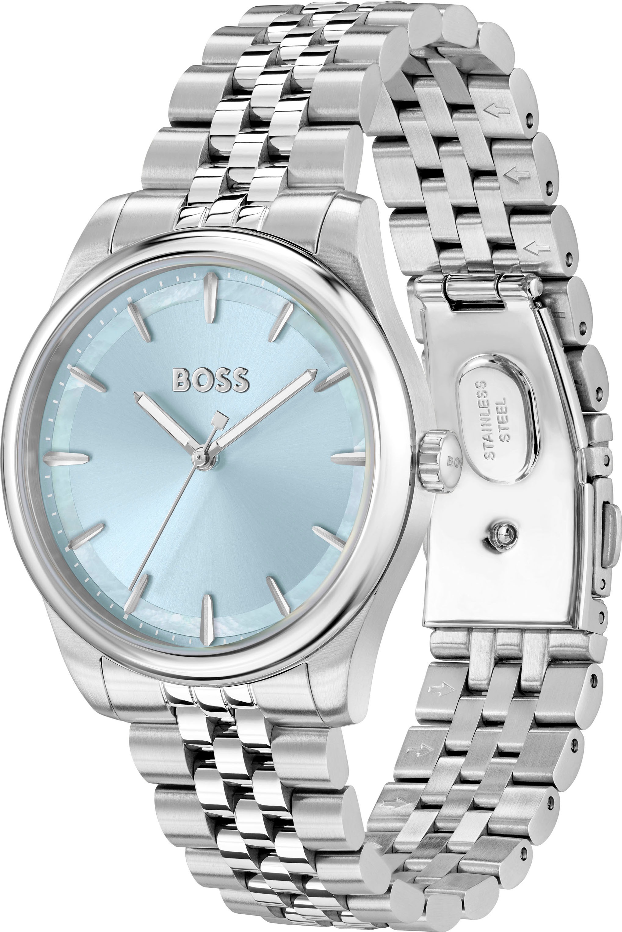 BOSS Quarzuhr »GRACEFUL«, Armbanduhr, Damenuhr, Edelstahlarmband, analog