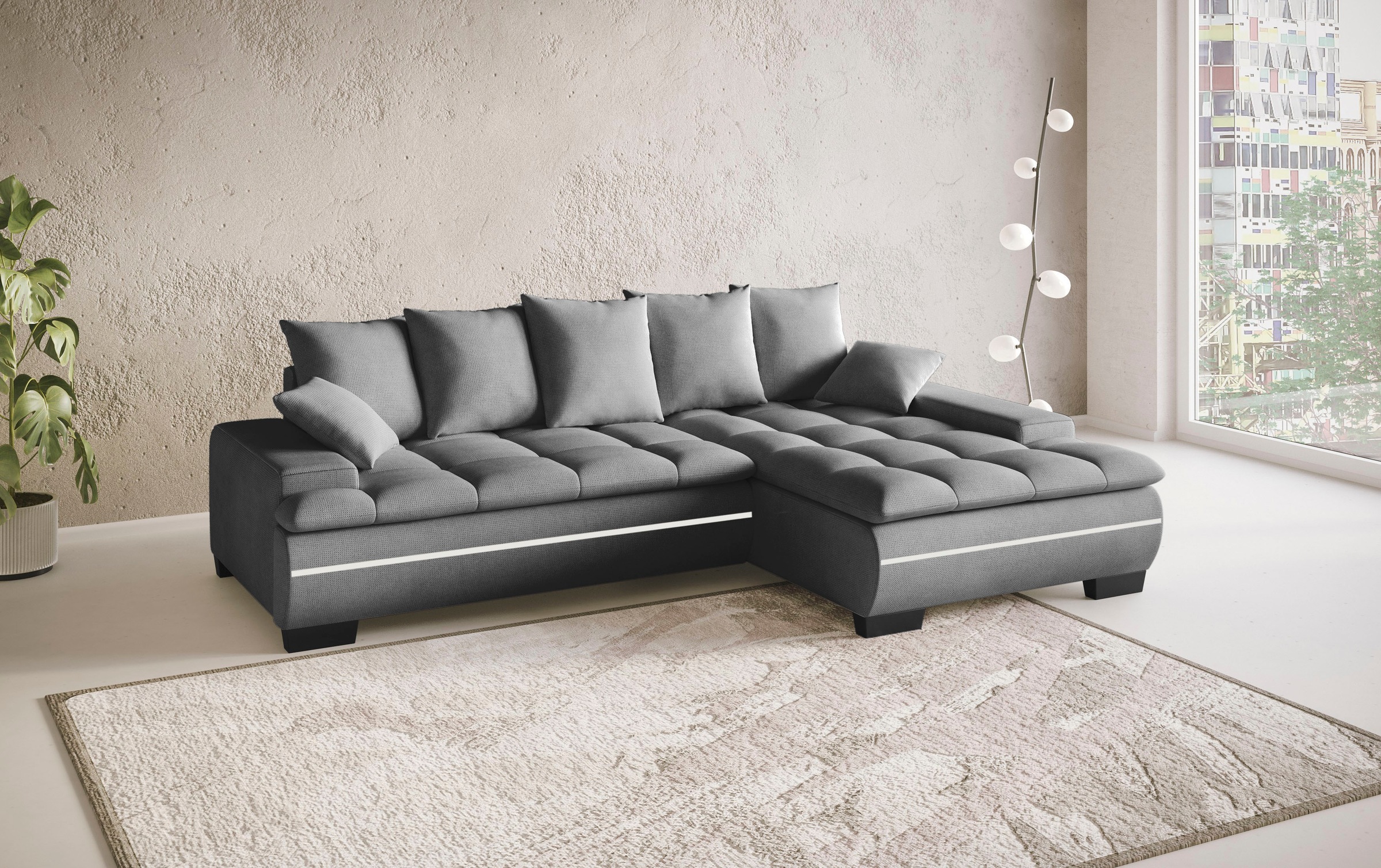Mr. Couch Ecksofa »Haiti II, L-Form«, RGB-LED Beleuchtung, wahlweise mit Kaltschaum, Bett, Bettkasten