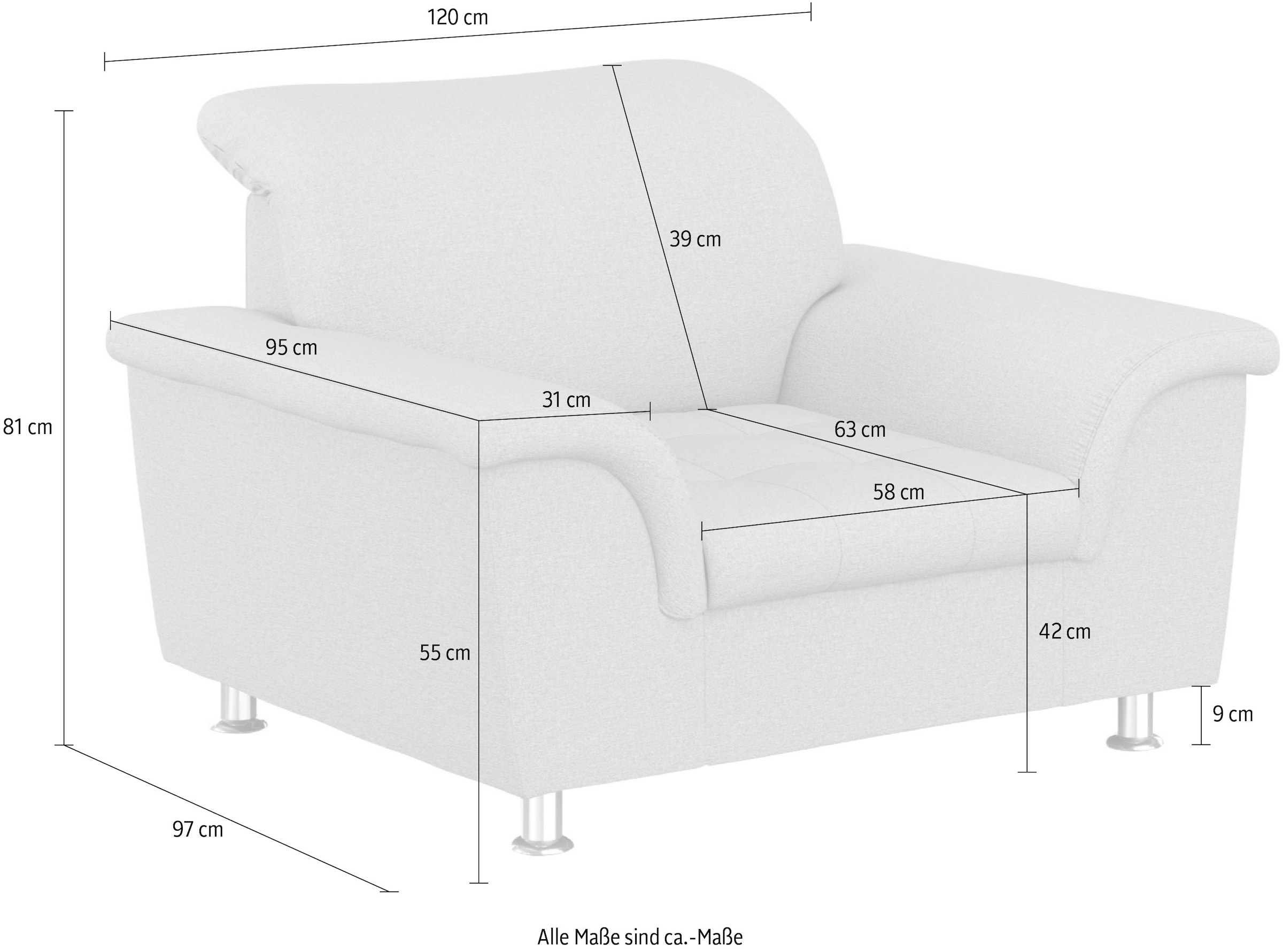 DOMO collection Sessel »Franzi, zeitlos & elegant, moderne Sitzheftung«