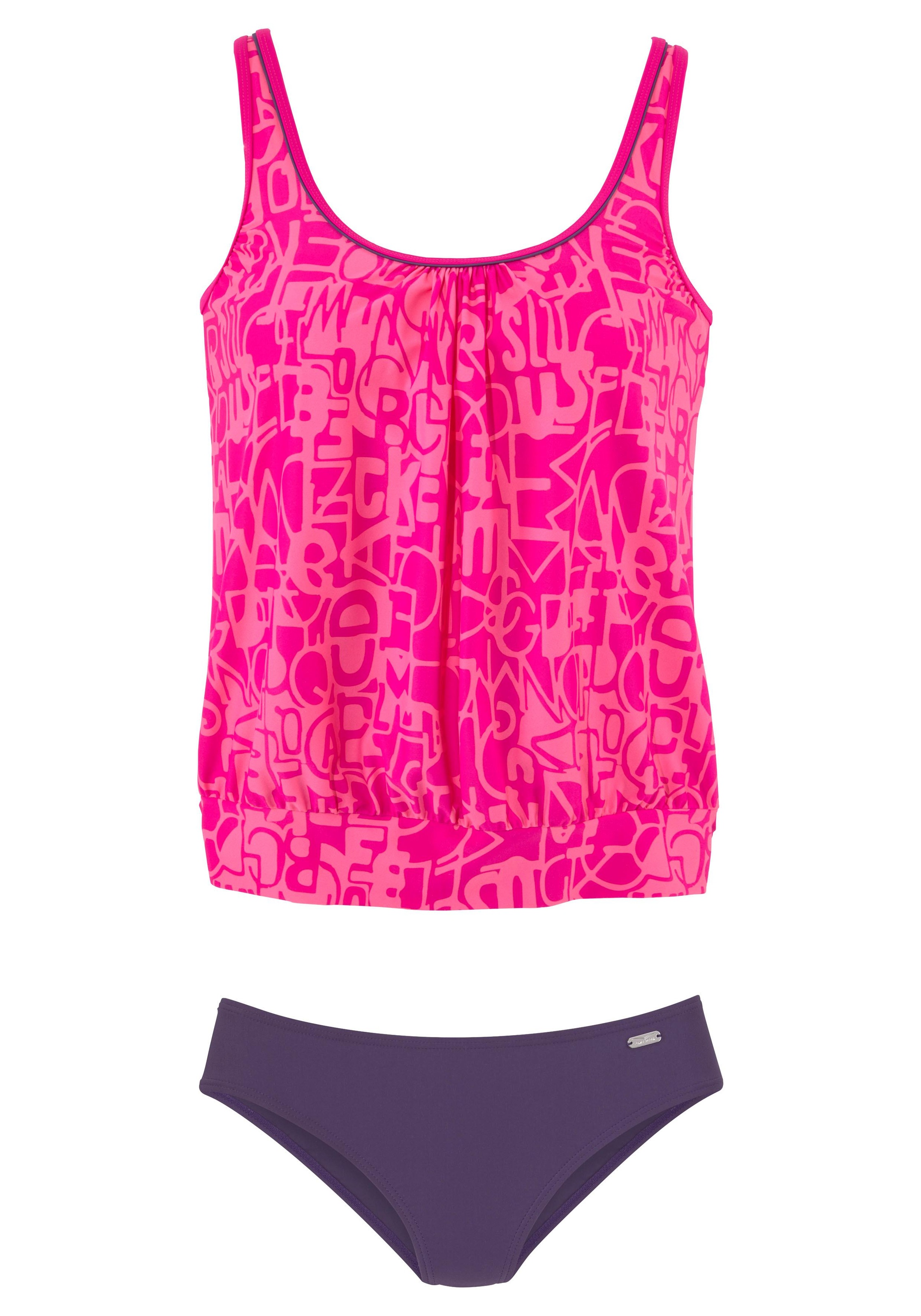 Venice Beach, Damen, Oversize-Tankini Oversize-Form, beere-rosa, N-Gr, 50 - N-Gr, beere-rosa, Modischer Buchstaben-Druck