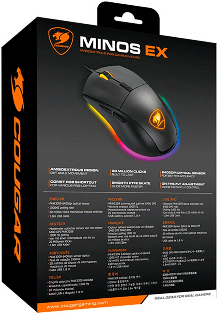 Cougar Gaming-Maus »MINOS EX«, kabelgebunden-USB, RGB-Beleuchtung