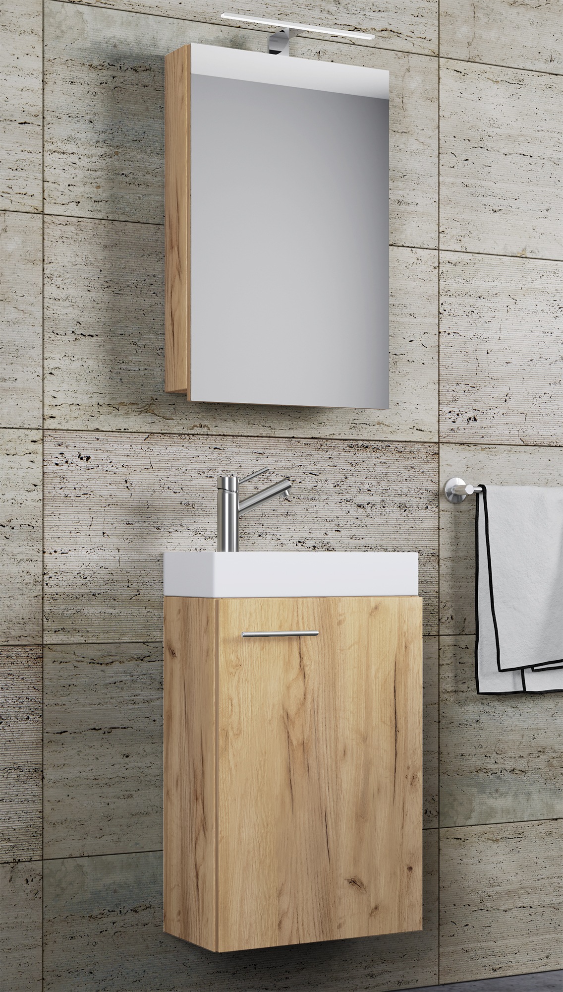 VCM Waschbeckenunterschrank »VCM 3-tlg Set | Waschplatz für Gäste WC | Gästebad | Waschtisch | Badezimmer Set - Slito SC«, (3 St.)