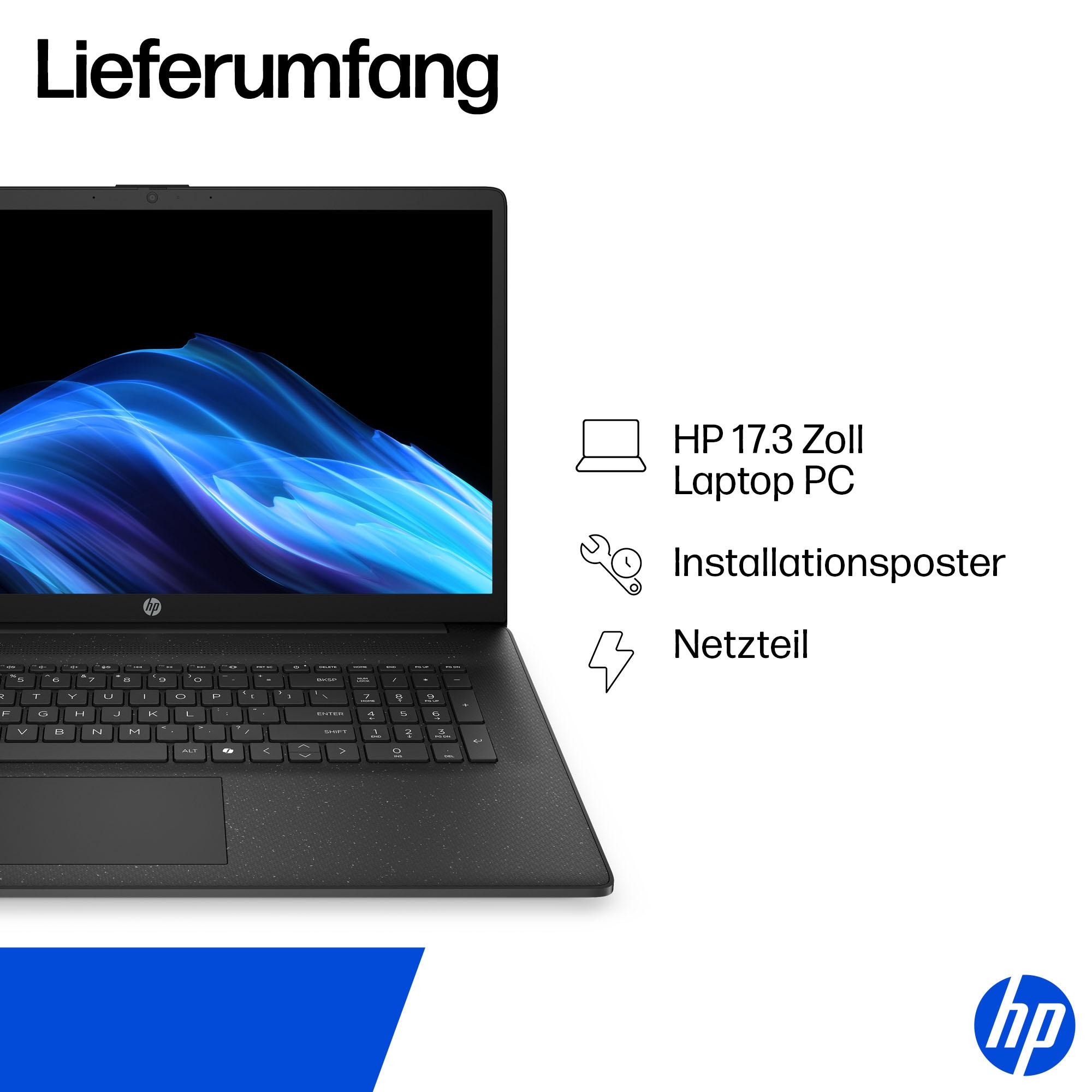 HP Notebook »17-cp2237ng«, 43,9 cm, / 17,3 Zoll, AMD, Ryzen 3, Radeon Graphics, 512 GB SSD