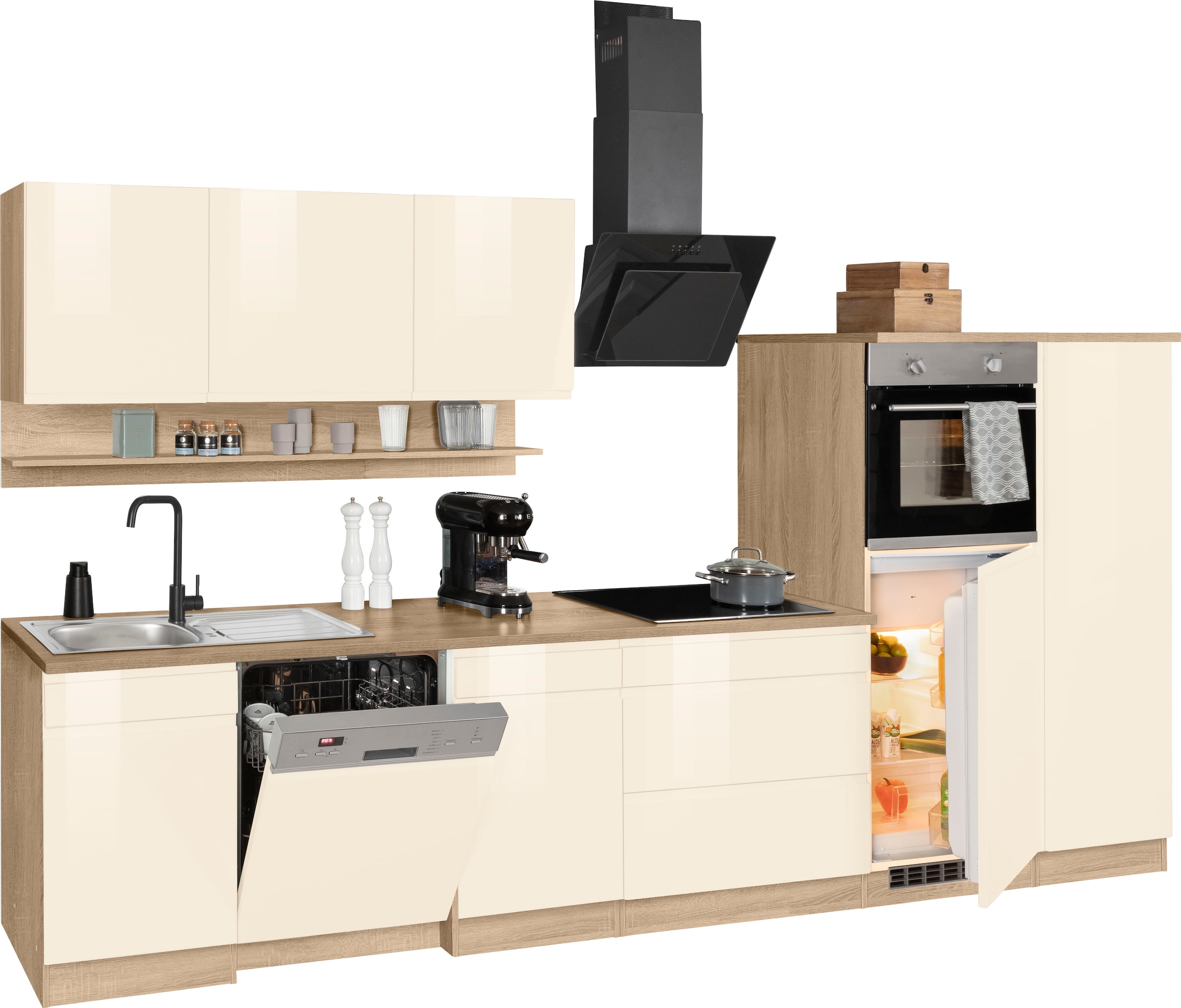 KOCHSTATION Küchenzeile »KS-Virginia«, Breite 350 cm, ohne E-Geräte