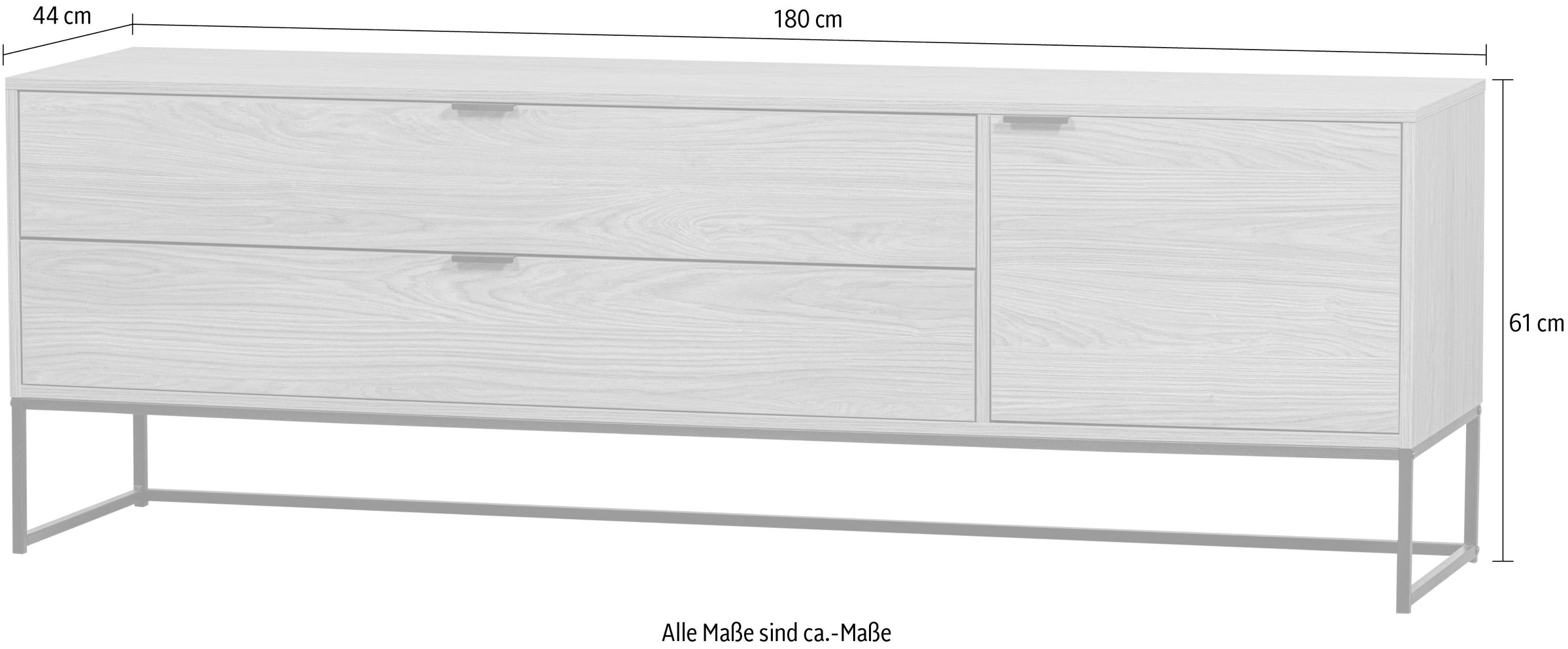 WOOOD TV-Board »Silas«, Kommode, 2 Schubladen und 1 Tür, viel Stauraum