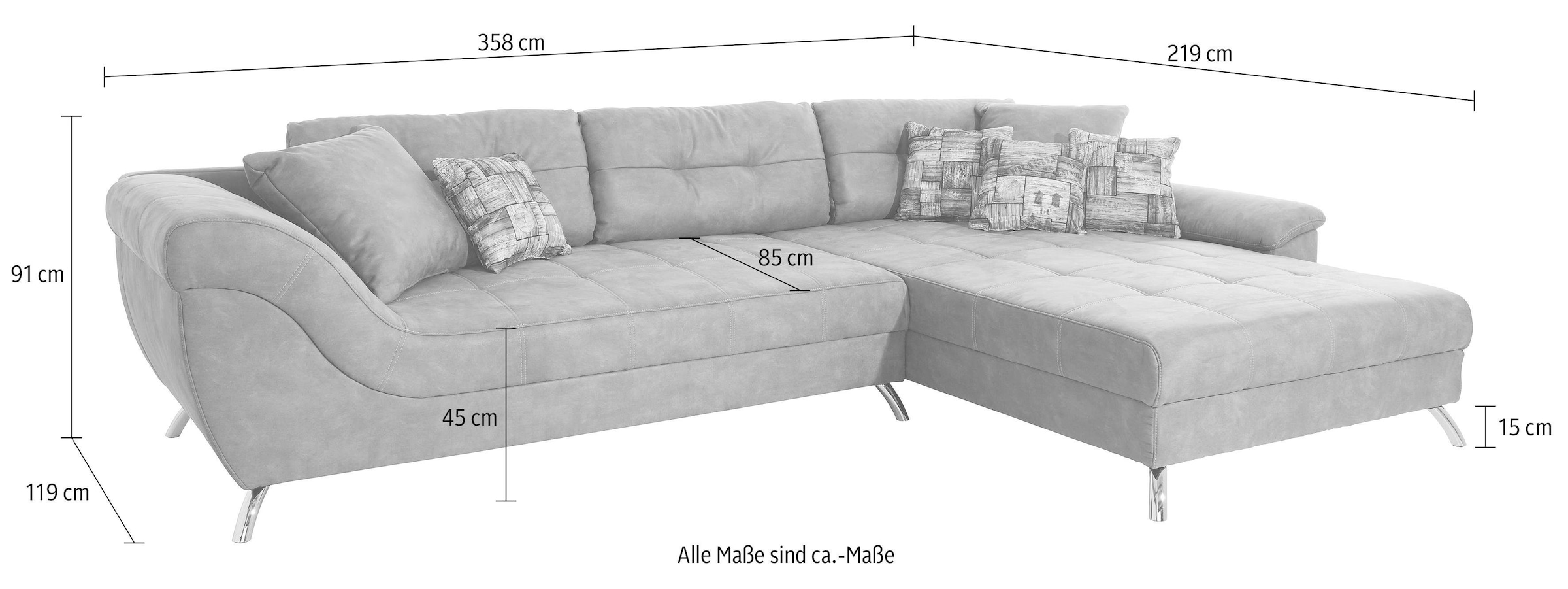 Jockenhöfer Gruppe Ecksofa »San Francisco L-Form«, mit eingearbeiteter Kaltschaummatte und Steppung, inklusive Kissen