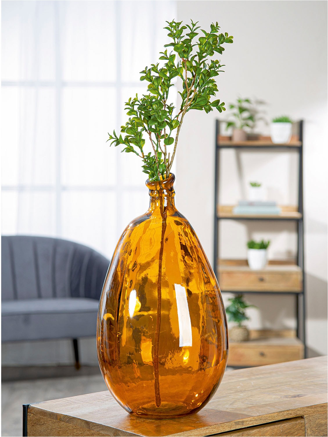GILDE Tischvase »Vase bauchig; organisch Organical braun H. 47 cm«, (1 St.)