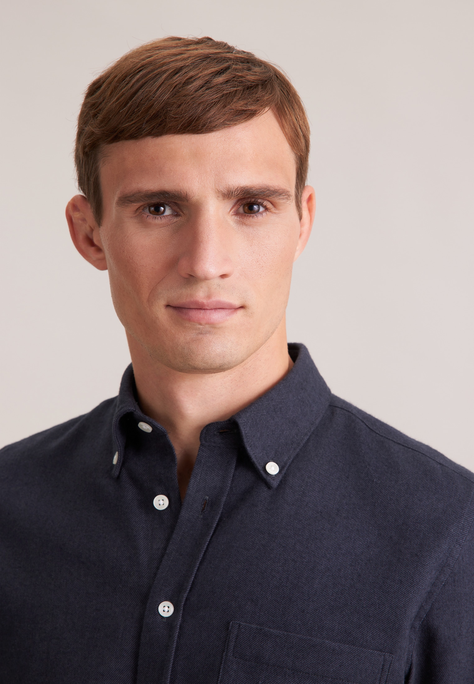 seidensticker Flanellhemd, Slim 1/1 Button-Down-Kragen Uni