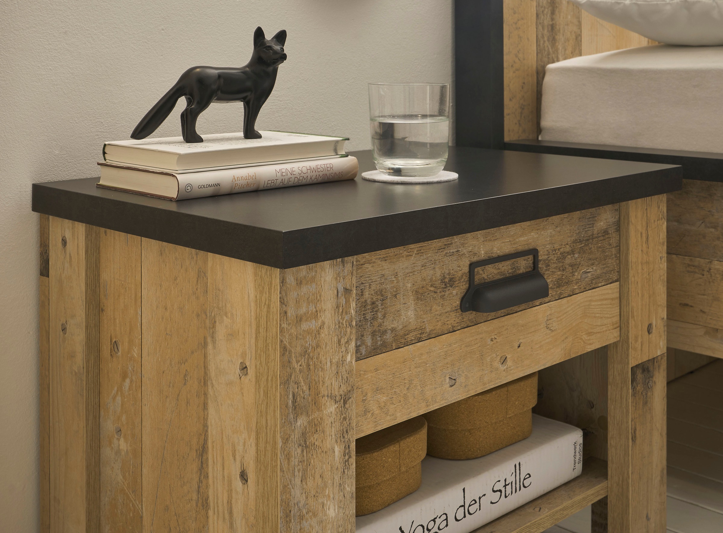 Home affaire Bettanlage »SHERWOOD« 2 Stk. tlg. Liegefläche Bett 90x200cm, Nachttisch mit 1 Schublade