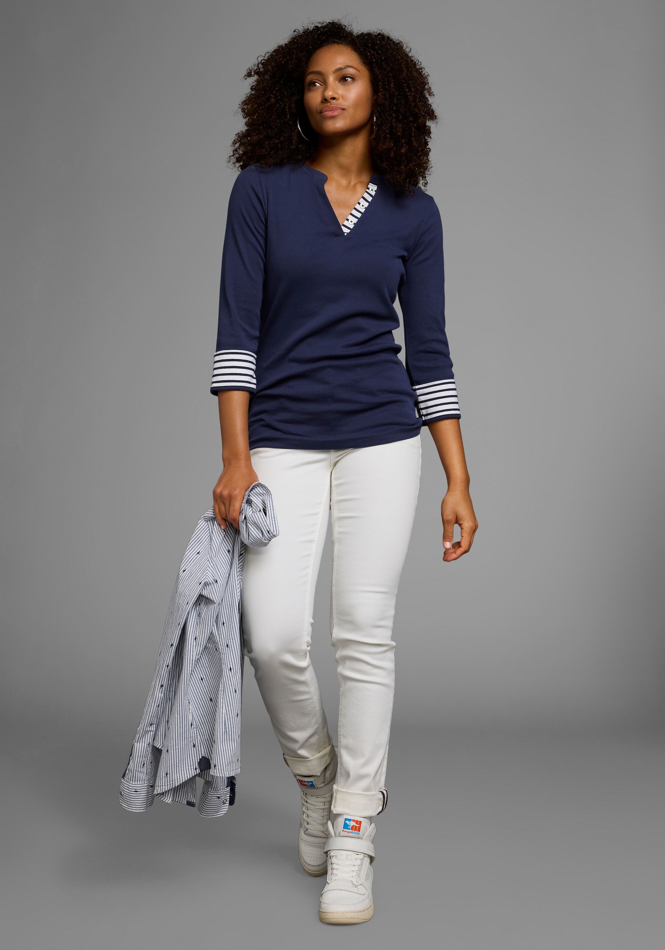 KangaROOS 3/4-Arm-Shirt 3/4-Arm,  figurbetonte Passform,  mit Logodruck