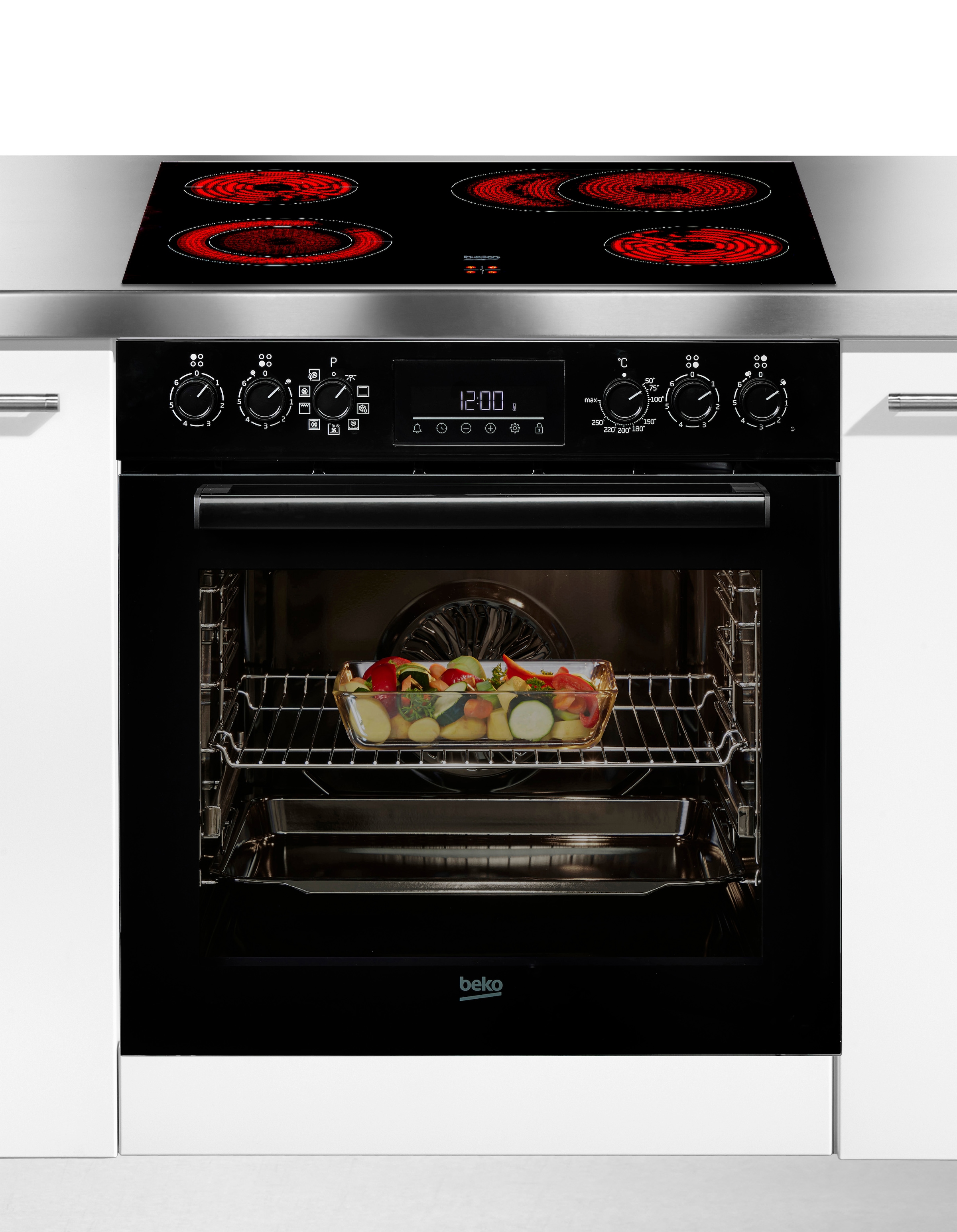 BEKO Elektro-Herd-Set »BBUM1132B« mit 1-fach-Teleskopauszug AeroPerfect